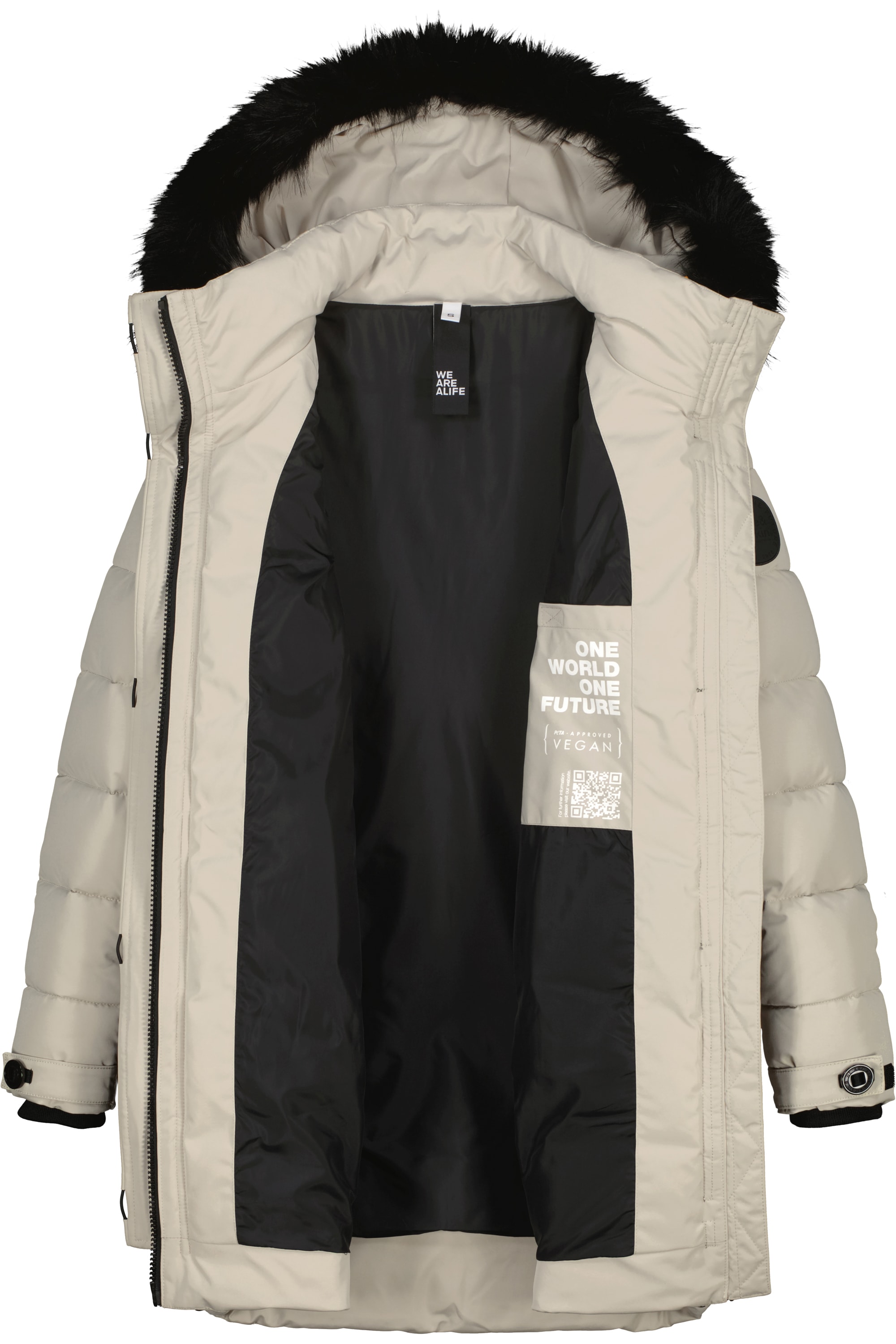 Alife & Kickin Winterjacke »Damen AmaliaAK A«, mit Kapuze, Lange gefütterte Damenwinterjacke mit abnehmbarer Kunstfellkapuze