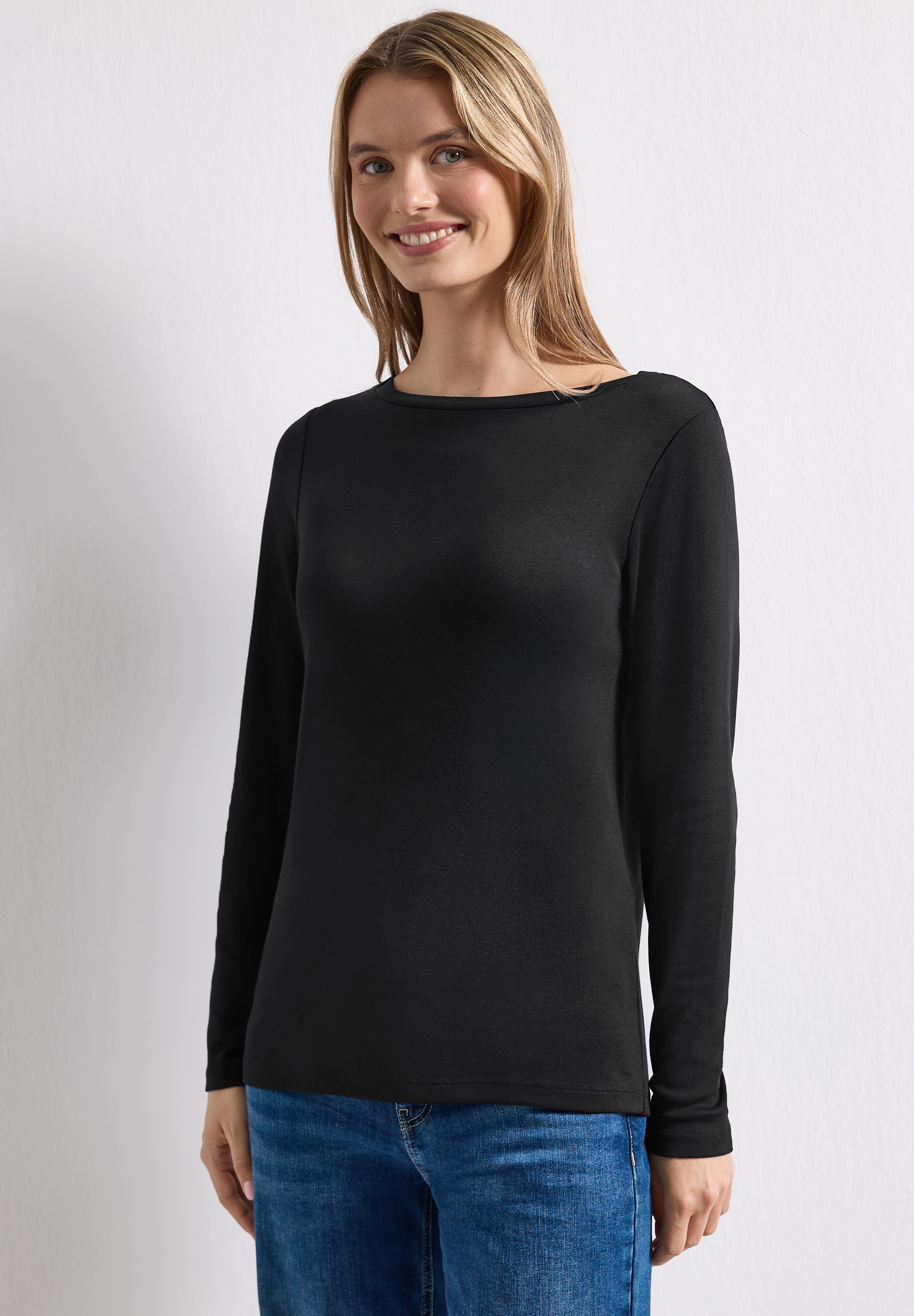 STREET ONE Langarmshirt in Unifarbe