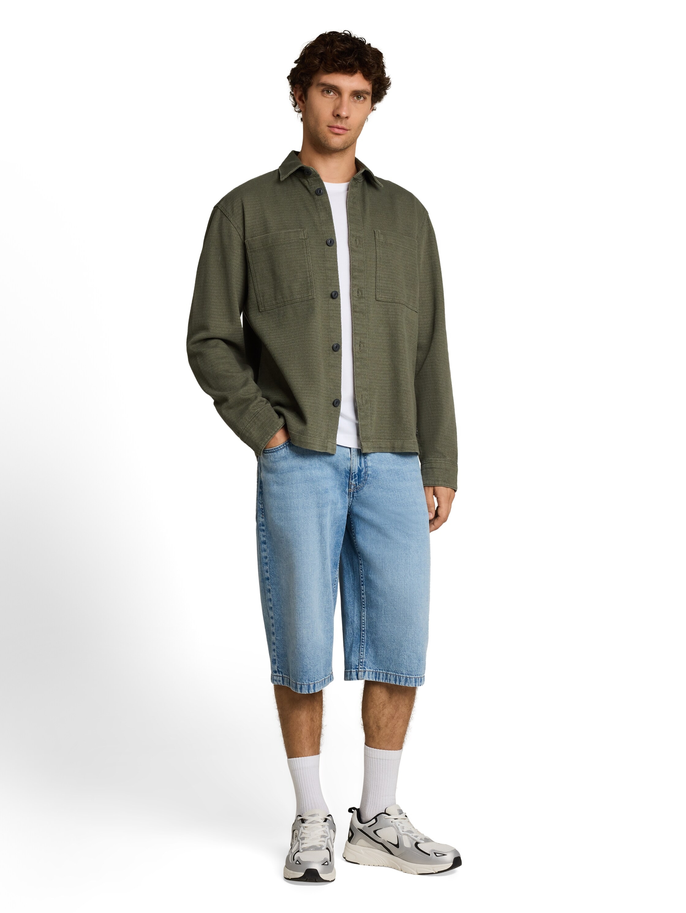 TOM TAILOR Denim Langarmshirt Denim mit Knopfleiste und Hemdkragen