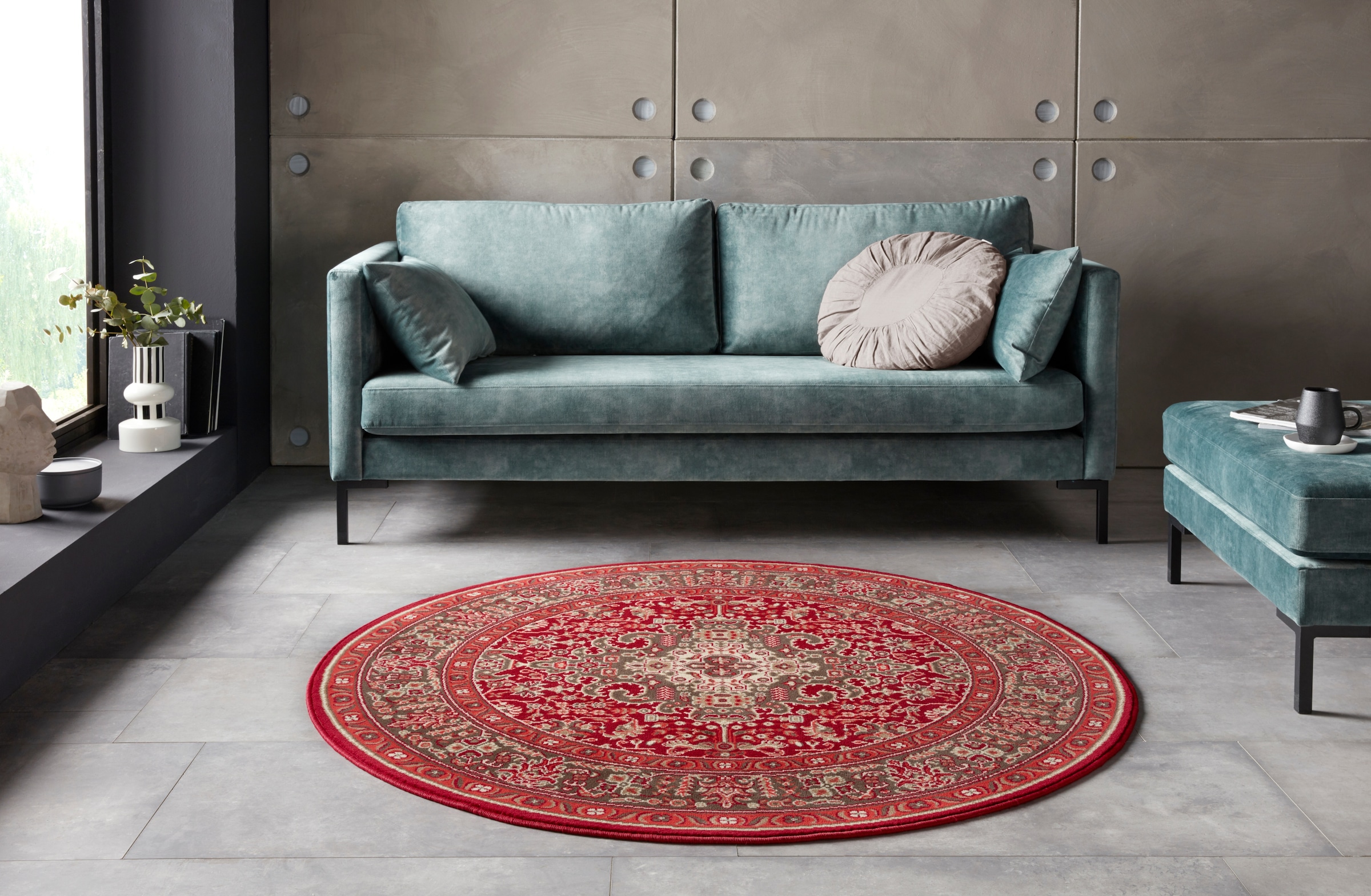 HANSE Home Teppich »Skazar Isfahan«, rund, 9 mm Höhe, Kurzflor, Orient, Teppich, Vintage, Esszimmer, Wohnzimmer, Flur
