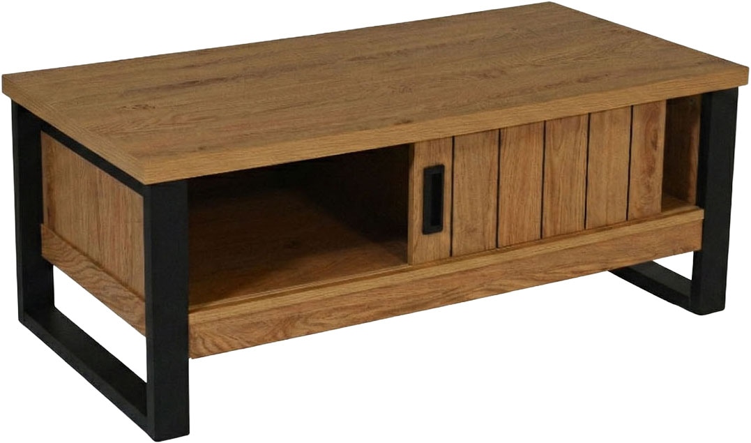 Jahnke Couchtisch "RIVA COFFEE" Couchtisch mit Stauraum & Schiebetüren, Eiche-Optik, Breite: 108,5 cm