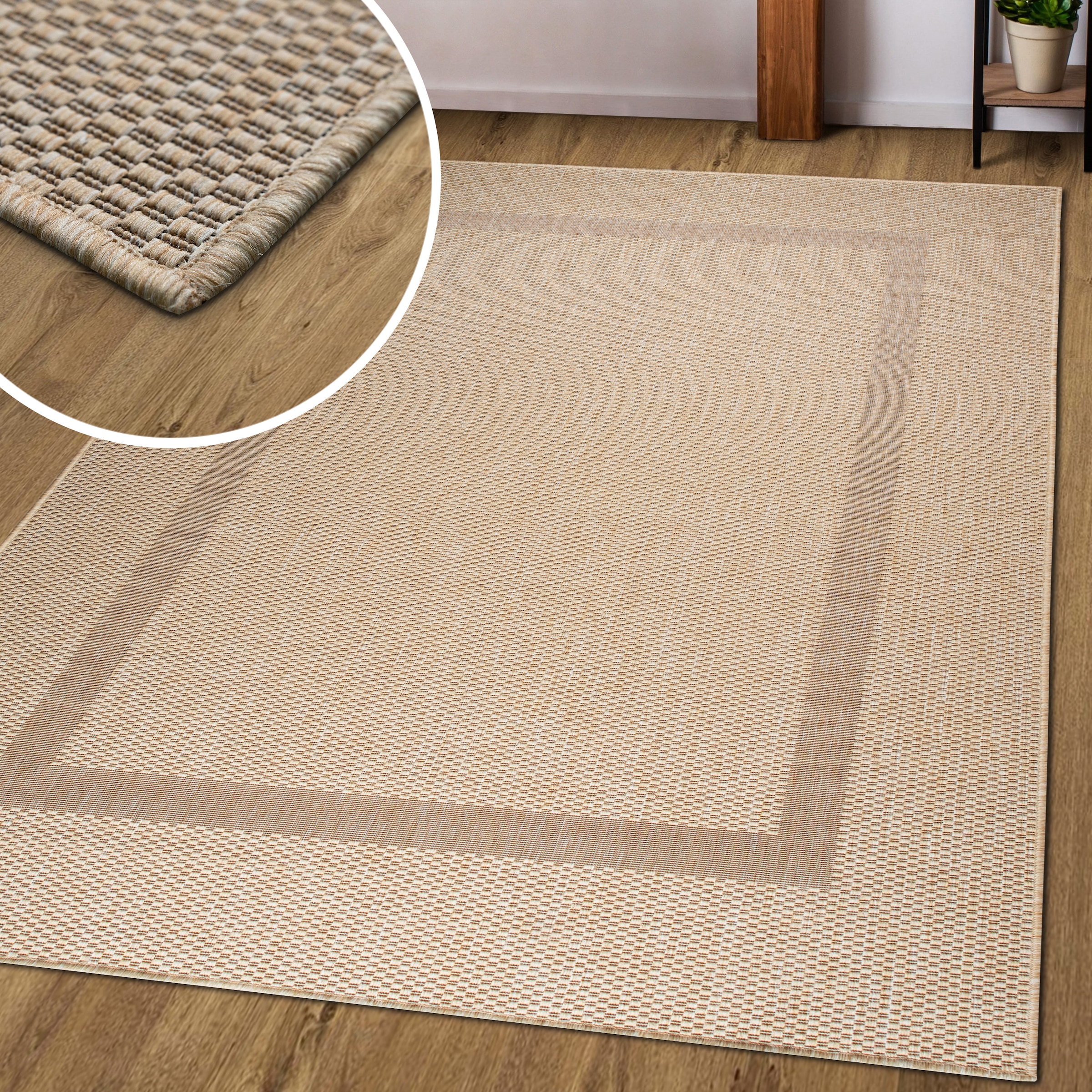 my home Teppich »Venedig Bordüre auch als Läufer erhältlich«, rechteckig, 3 mm Höhe, In- und Outdoor geeignet, Sisal-Optik, Wetterfest & UV-beständig