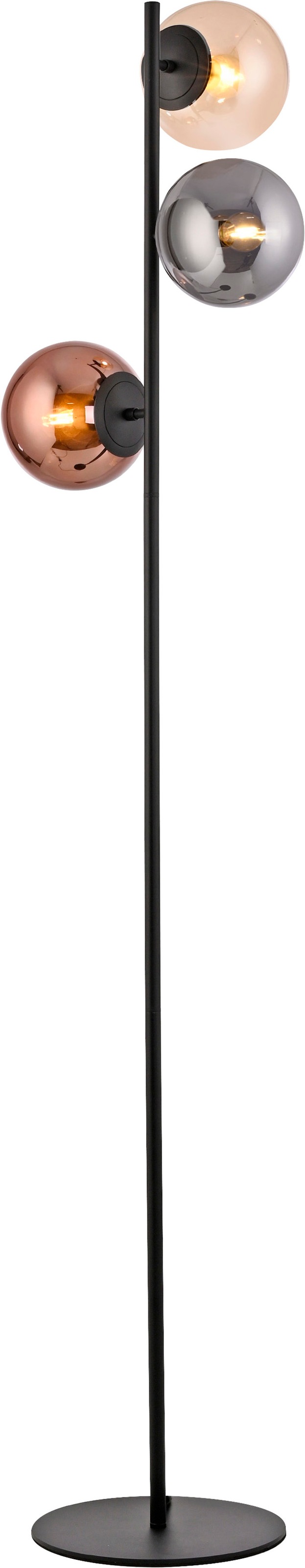 JUST LIGHT Stehlampe »SHINY« E14 1 Stk. Exklusive E14, Fußschalter, Kupfer-/Amber-/Rauchglas verspiegelt