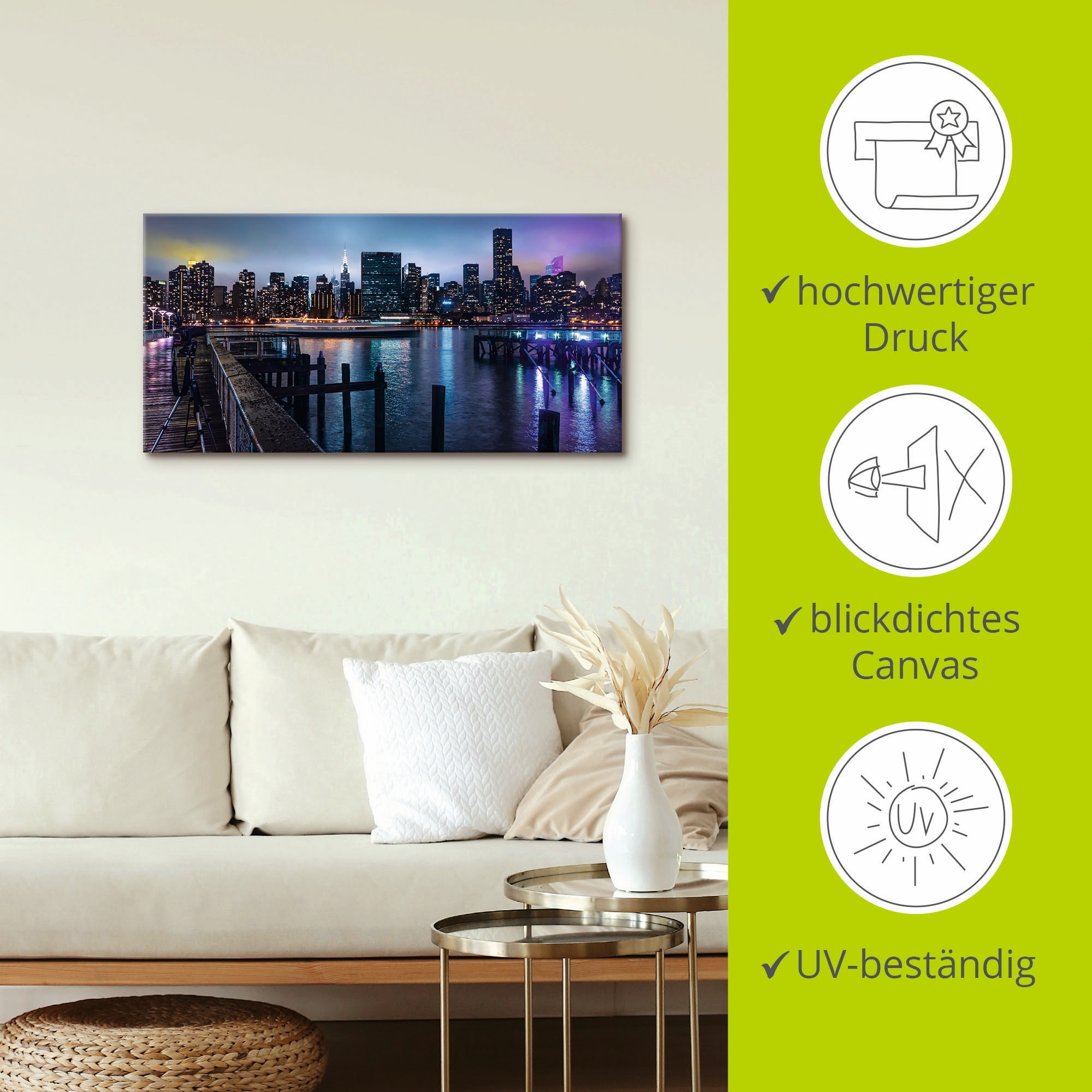 Artland Wandbild »New York Manhattan im Abendlicht«, Amerika, (1 St.), als Leinwandbild, Poster in verschied. Größen