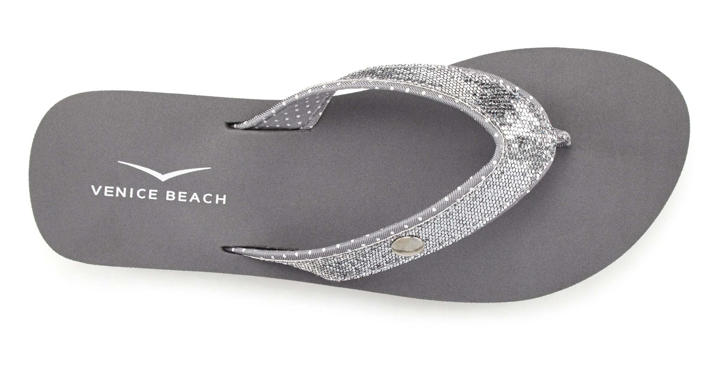 Badezehentrenner VENICE BEACH "Sandale, Badeschuh, Badelatsche, Flip Flop, Badeschlappe, Pantolette", Damen, Gr. 36, grau, Obermaterial: 100% Textilmaterial. Decksohle: 100% Synthetik. Futter: 100% Textilmaterial. Laufsohle: 100% Synthetik, Glitzer, unifa 2
