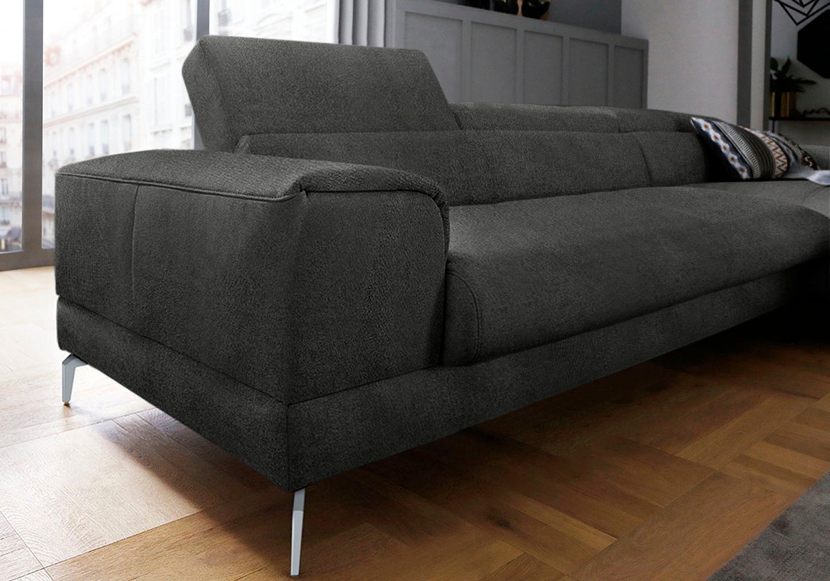 W.SCHILLIG Ecksofa »piedroo, Designsofa mit tollem Sitzkomfort, elegant und bequem, L-Form«, Kopfteilverstellung, wahlweise mit Sitztiefenverstellung, Breite 343cm