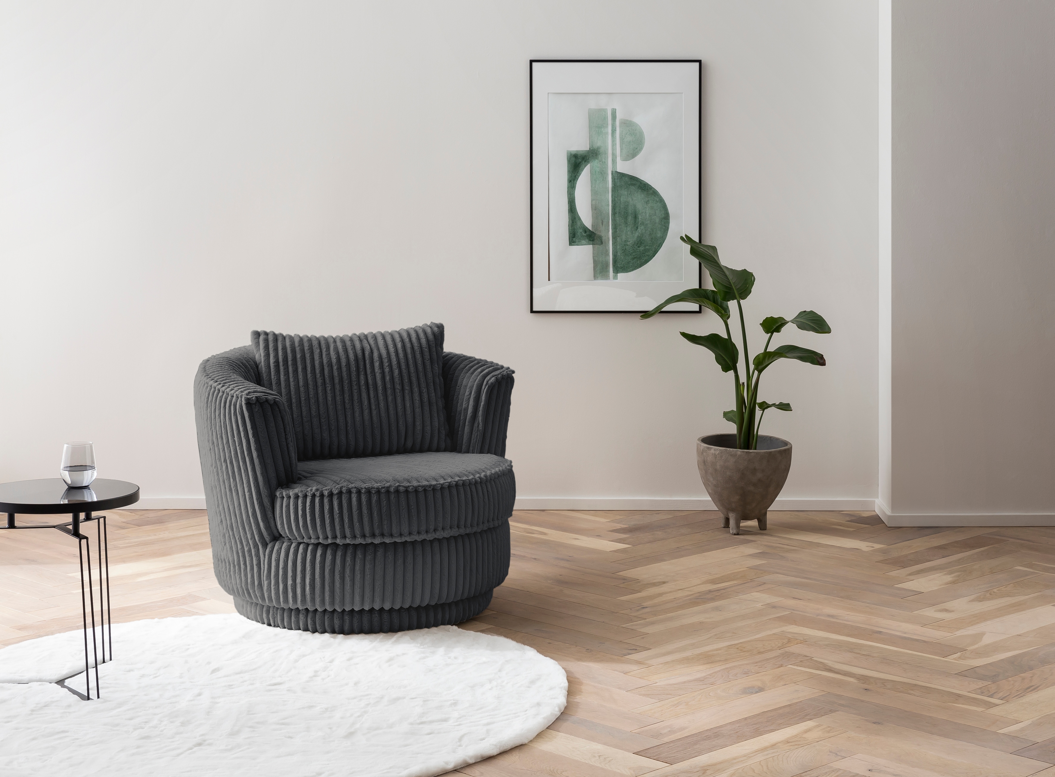 Home affaire Drehsessel "MAISIE Cord, Lese-Sessel, Love Seat," trendige Stoffe MEGA CORD und Web-Velours, 360 Grad drehbar