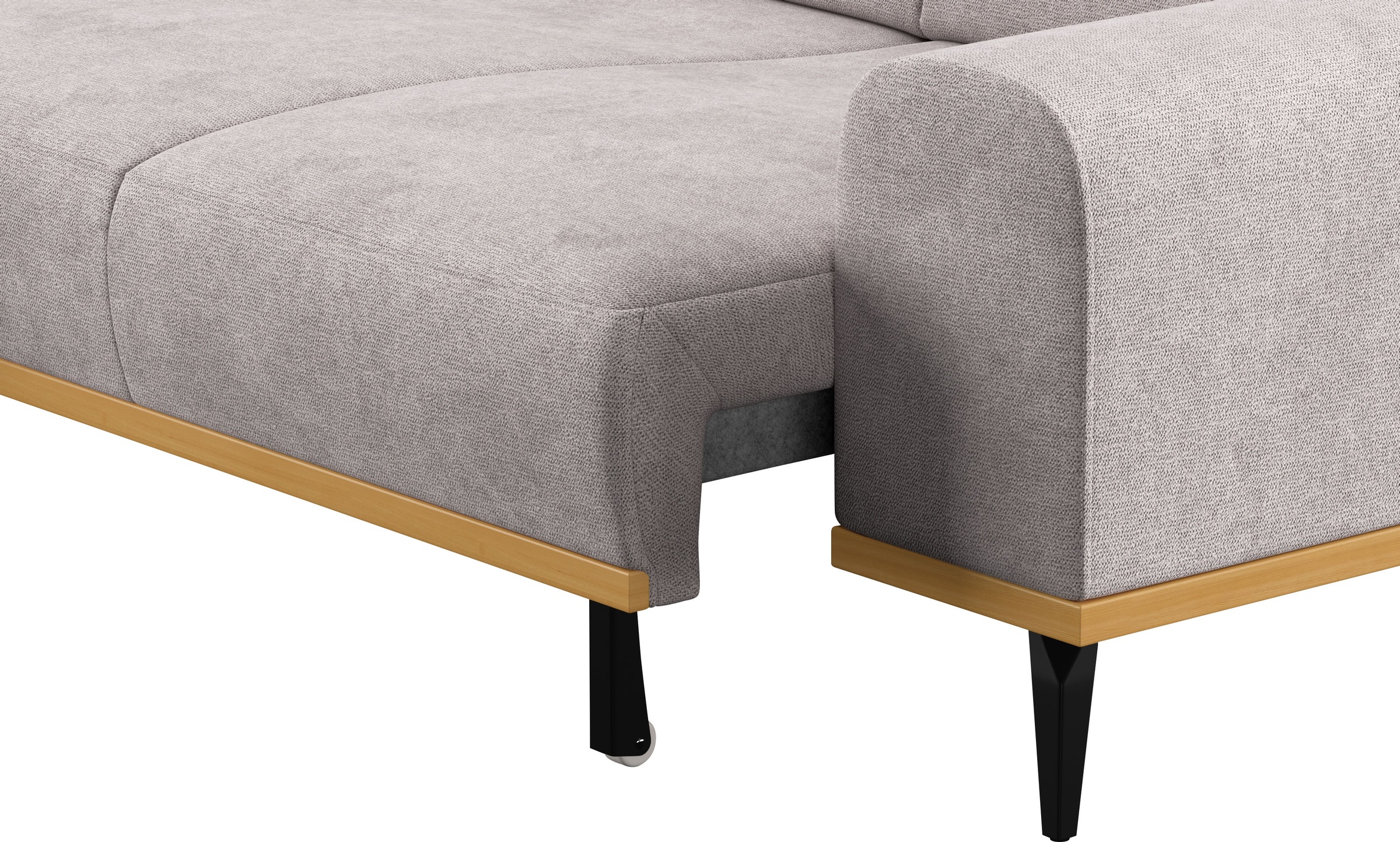 Places of Style Ecksofa »Carlo L-Form«, mit Kopfteilverstellung & Holz-Rahmenoptik, optional Relaxfunktion