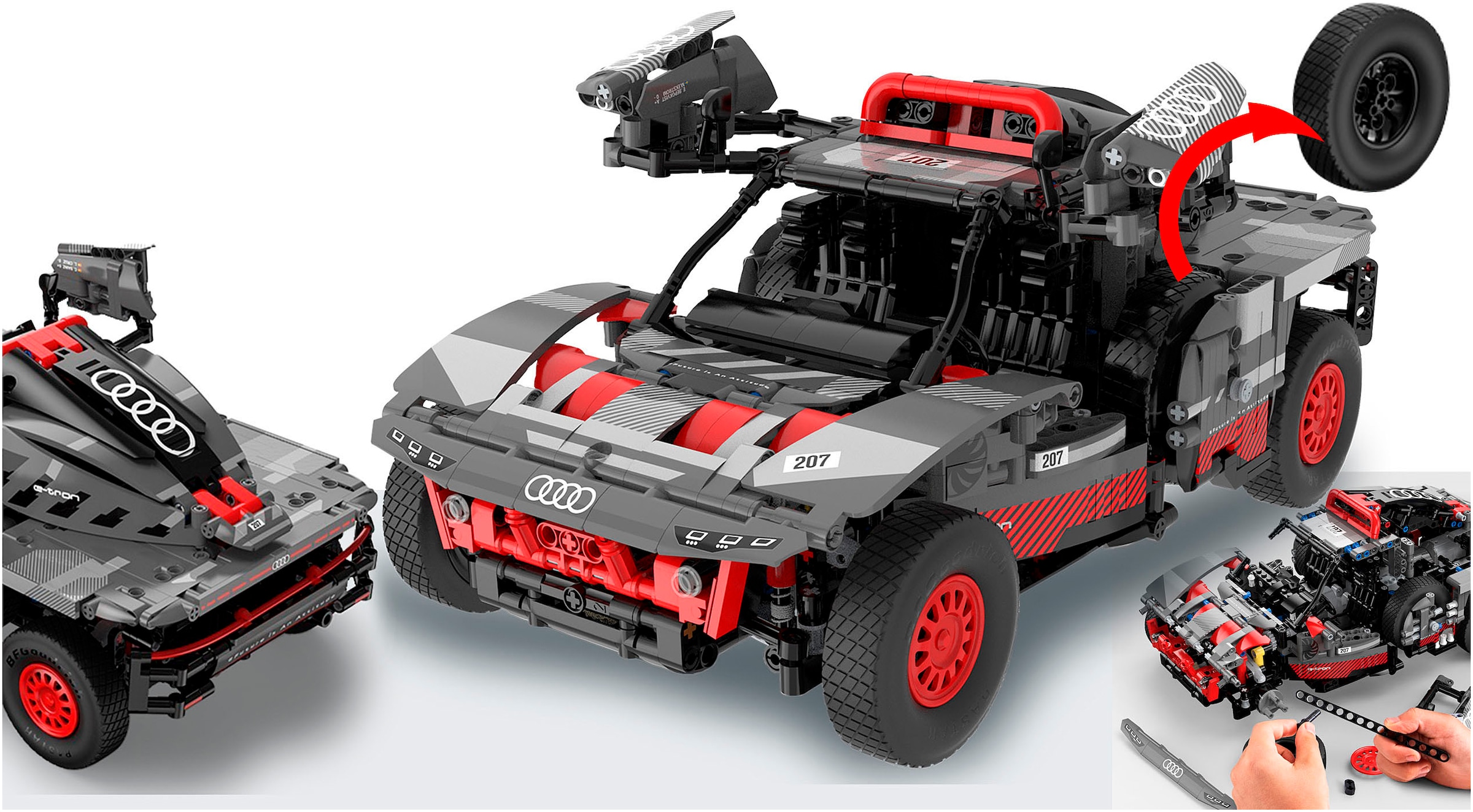 Jamara Konstruktions-Spielset »Audi RS Q e-tron 1:14 grau Bricks«, (1432 St.), im Maßstab 1:14, offiziell lizensiert