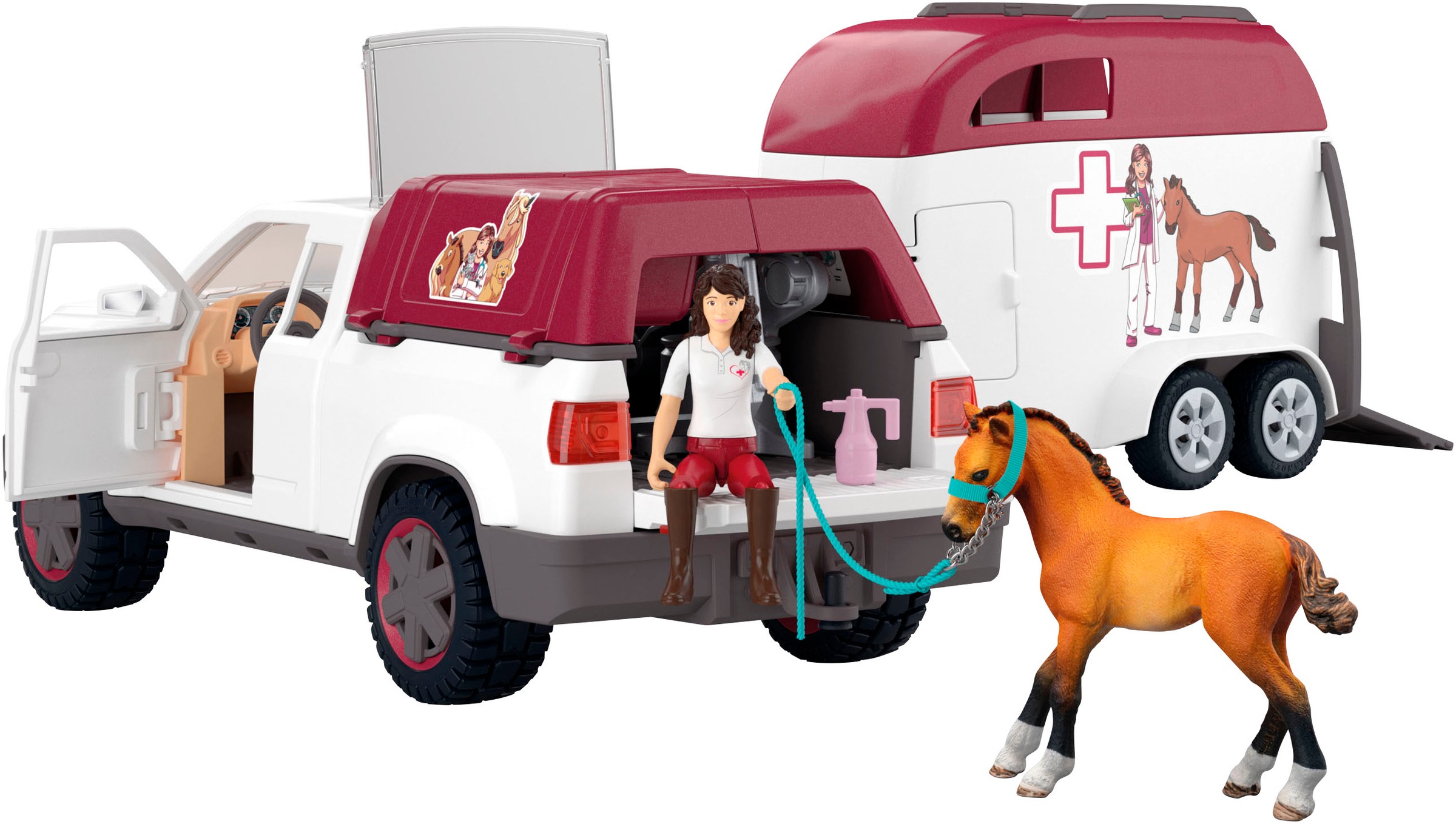 Schleich® Spielzeug-Auto »HORSE CLUB, Mobile Tierärztin mit Anhänger (42704)«, Made in Europe