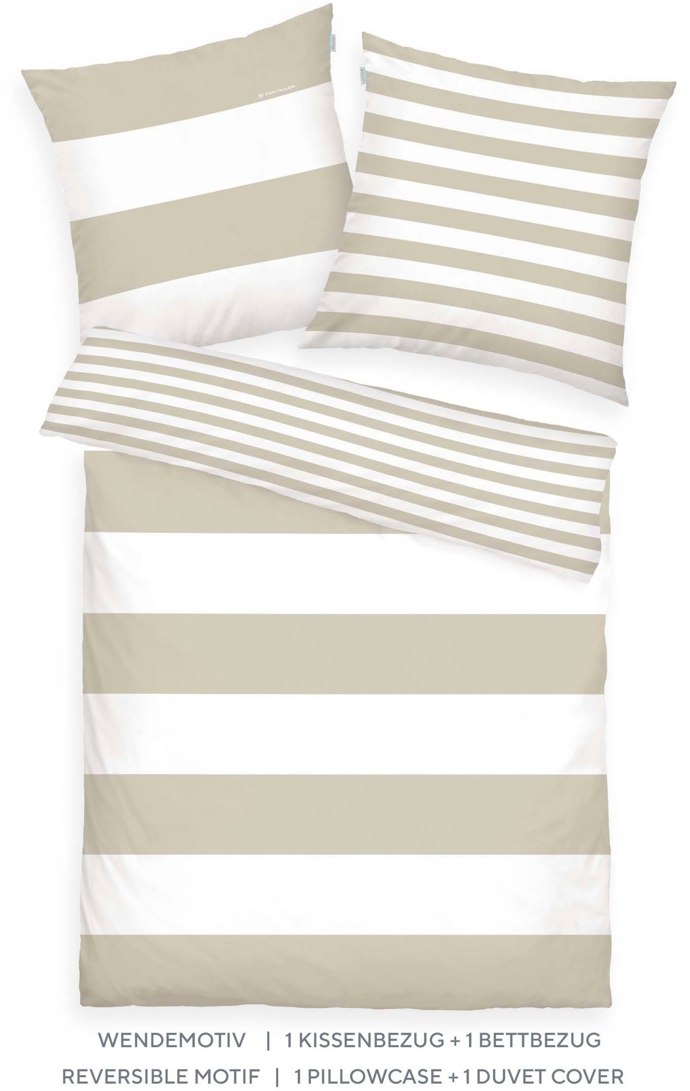 Thumbnail - TOM TAILOR HOME Wendebettwäsche "SIENA in Gr. 135x200cm, 155x220cm oder 200x220cm" 2 Stk. gestreifte Bettwäsche aus Baum...