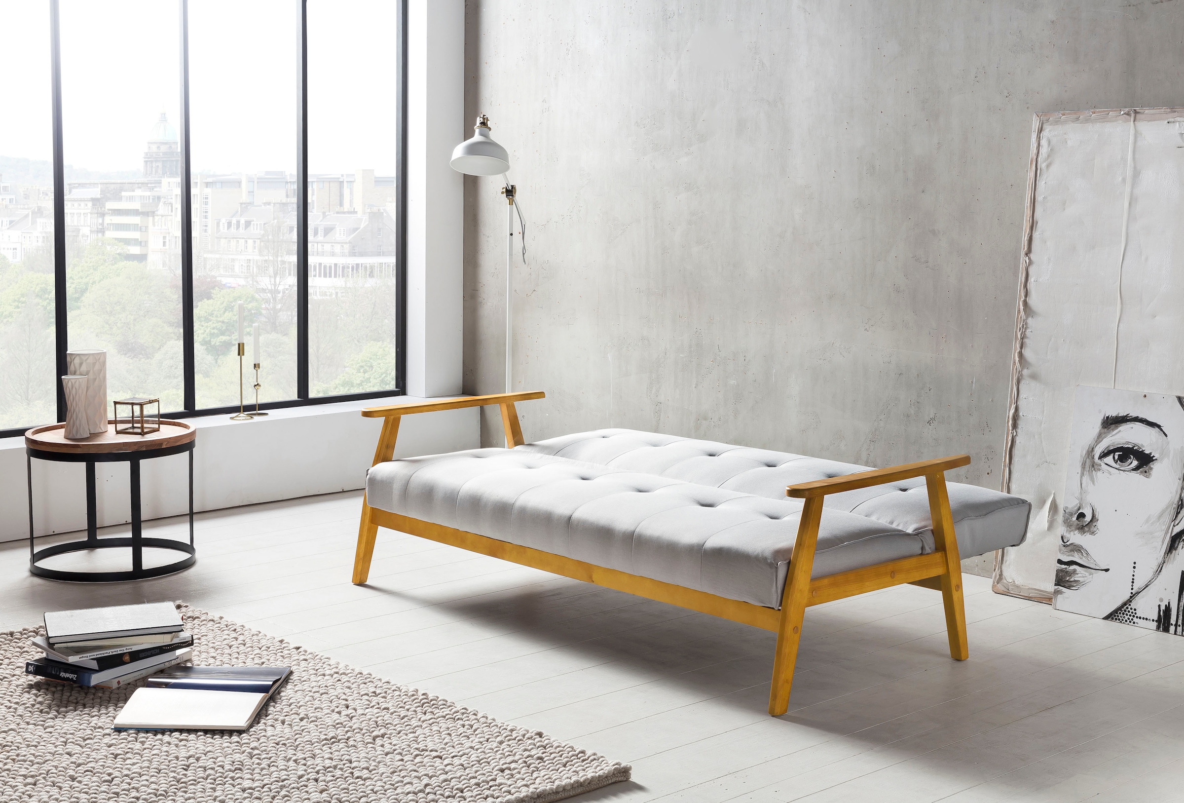 SalesFever Schlafsofa »Skagen, Sofa, 3-Sitzer«, mit Holzgestell, 60° Relax- und Schlaffunktion, Breite 190 cm
