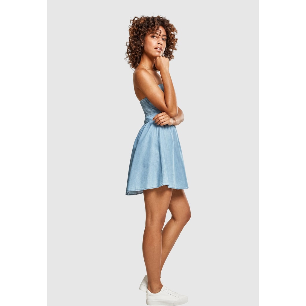 URBAN CLASSICS Shirtkleid »Urban Classics Damen Ladies Denim Bandeau Dress«, (1 tlg.)