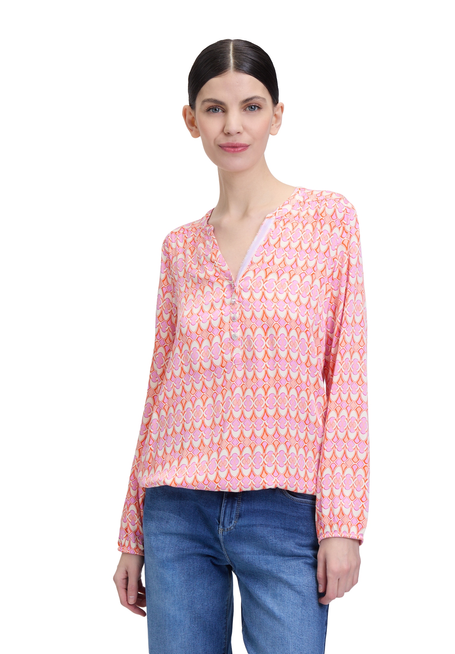 Cartoon Schlupfbluse "Cartoon Damen Casual-Bluse mit Muster" günstig online kaufen
