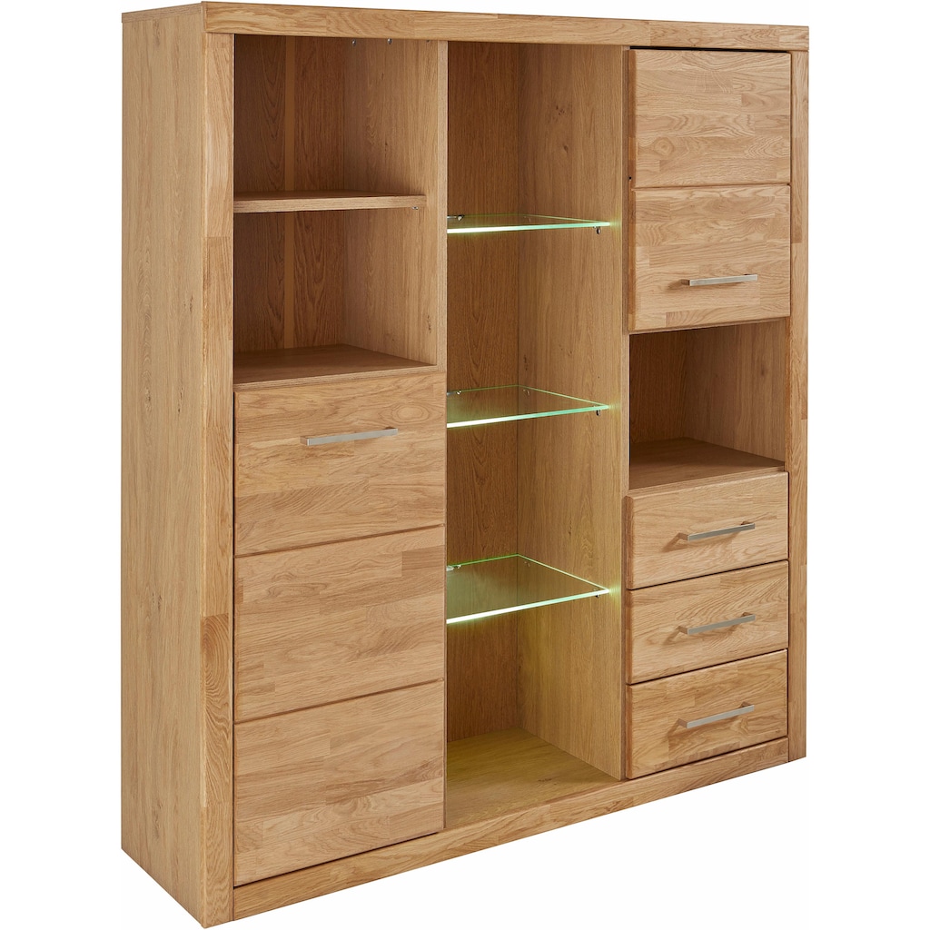 Woltra Highboard »Ribe«, Breite 130 cm mit 2 Holztüren