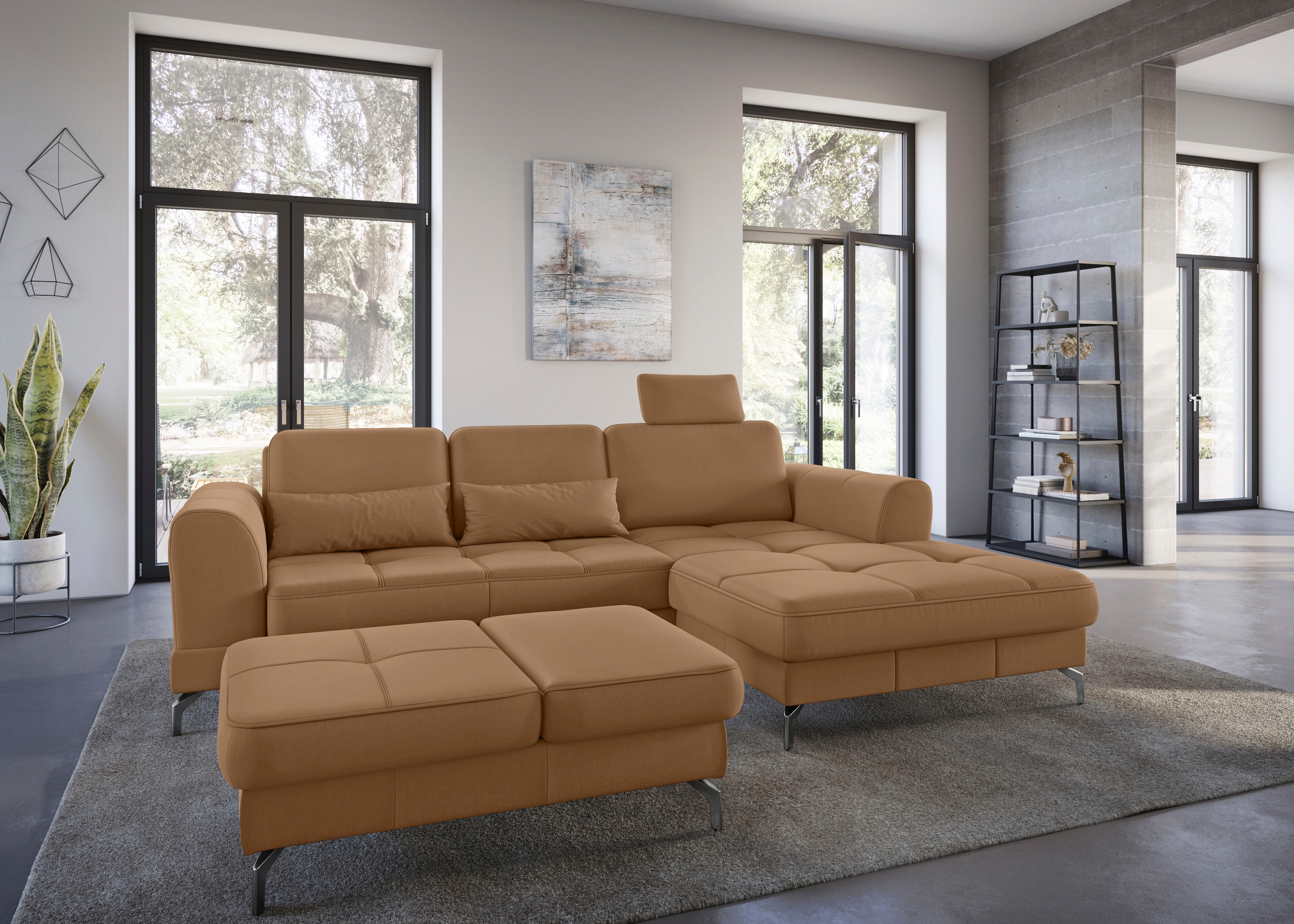 sit&more Ecksofa "Bendigo L-Form" inklusive Sitztiefenverstellung, Bodenfreiheit 12 cm, in 2 Fußfarben