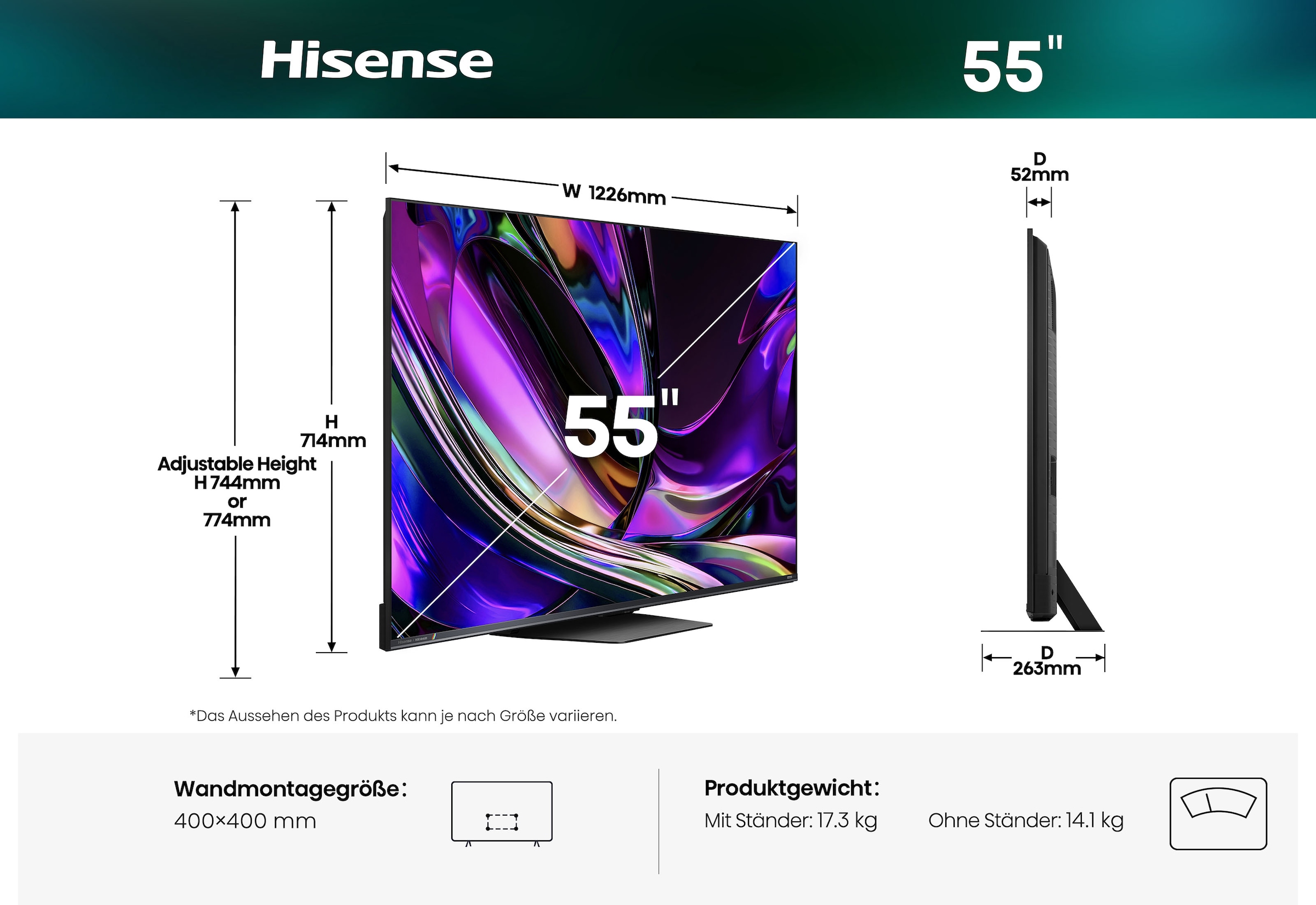 Hisense Mini-LED-Fernseher »55UR8DS« 139 cm/55 ″ Smart-TV
