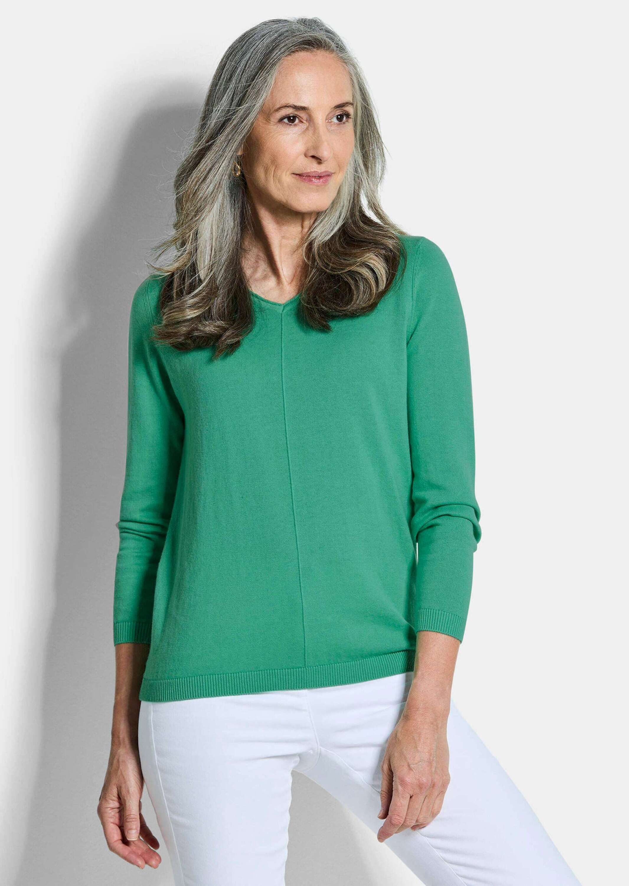 Thumbnail - GOLDNER Rundhalspullover "Baumwollpullover mit V-Ausschnitt" mit Kaschmieranteil