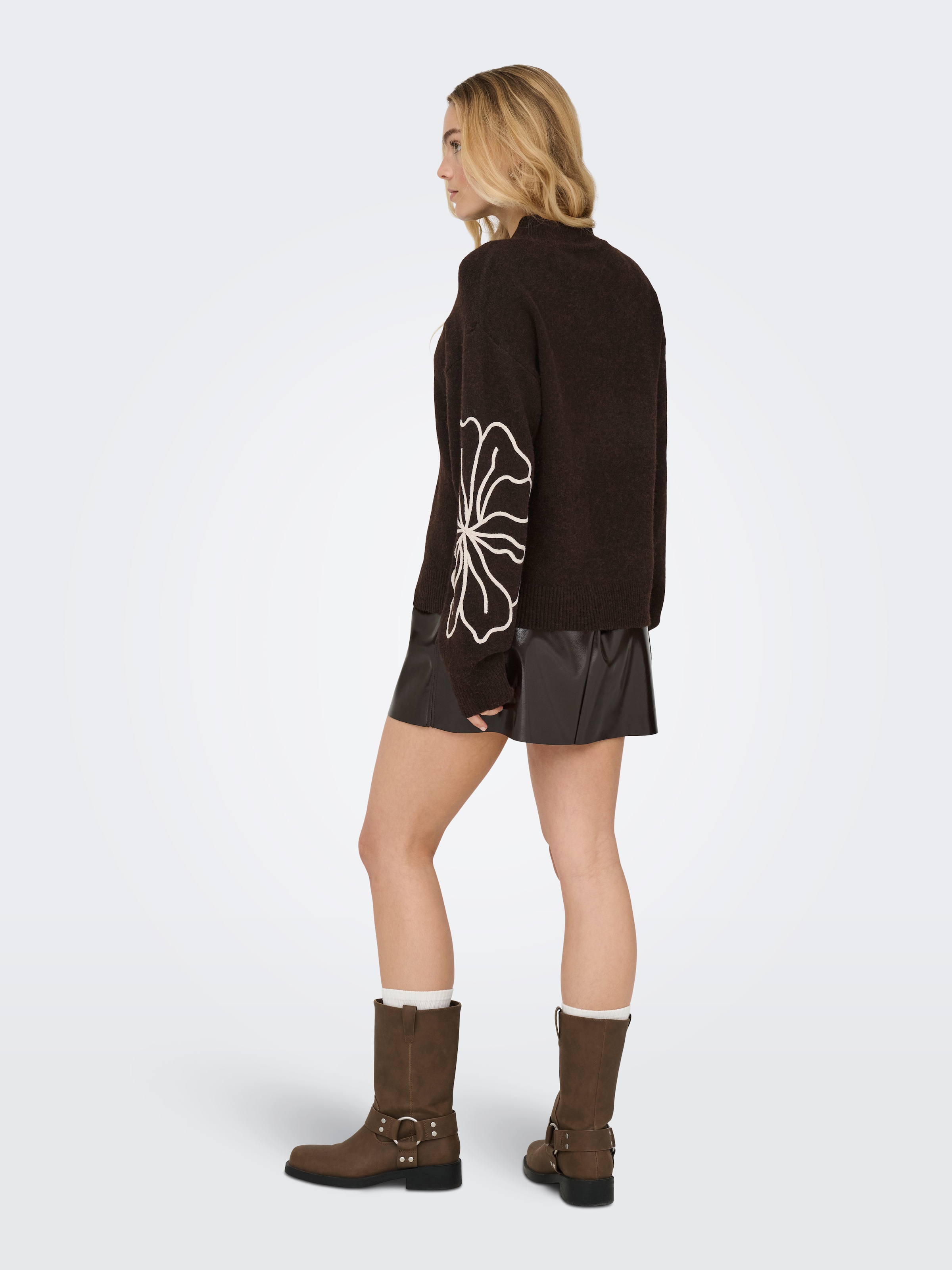 JDY Strickpullover »JDYJELLA L/S FLOWER PULLOVER KNT NOOS« Materialmix, regular fit