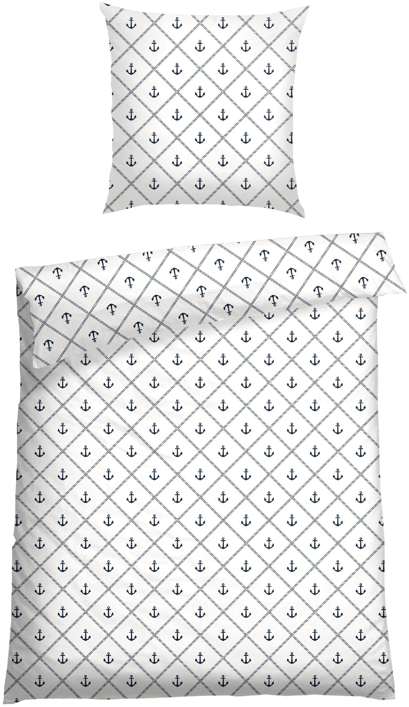 Schiesser Bettwäsche "Nola aus weicher Baumwolle in martitimem Look" 2 Stk. günstig online kaufen