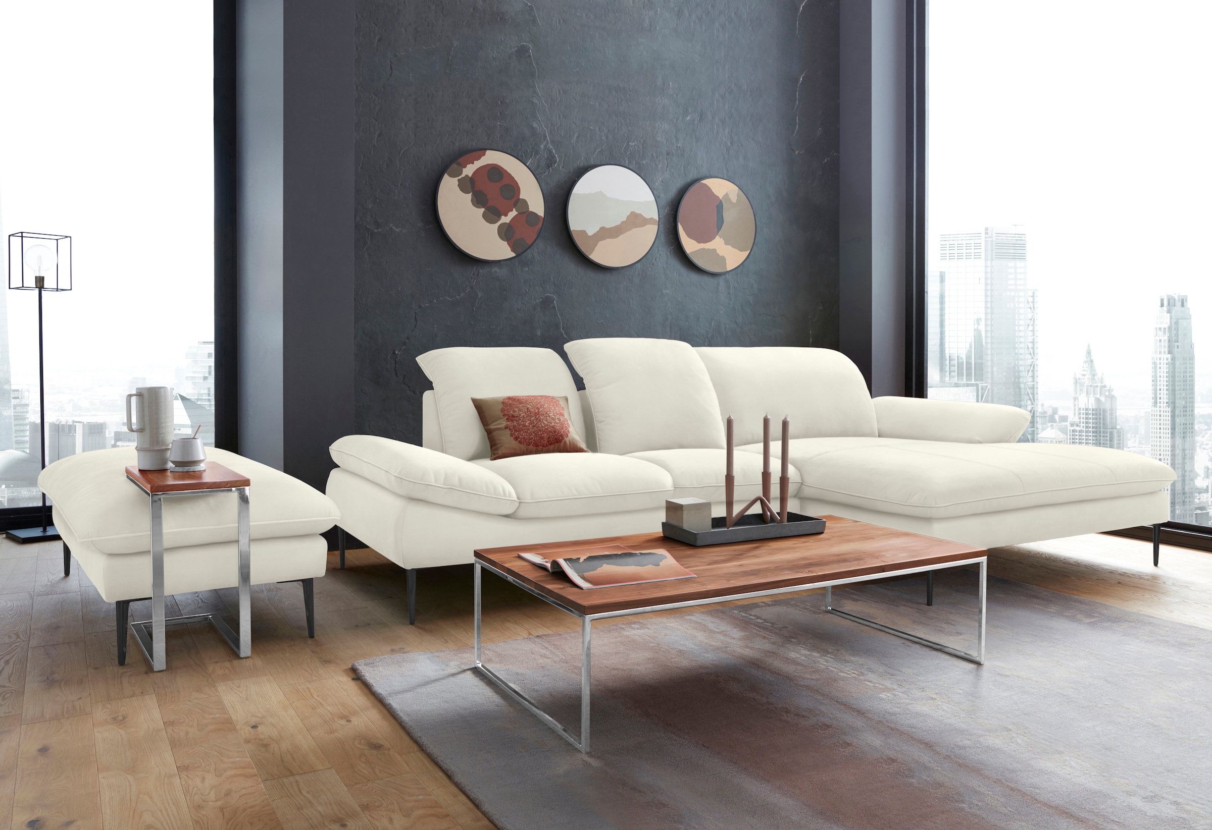 W.SCHILLIG Ecksofa »enjoy&MORE, Designsofa, elegant und bequem, L-Form«, Sitztiefenverstellung, Füße schwarz pulverbeschichtet, Breite 310 cm