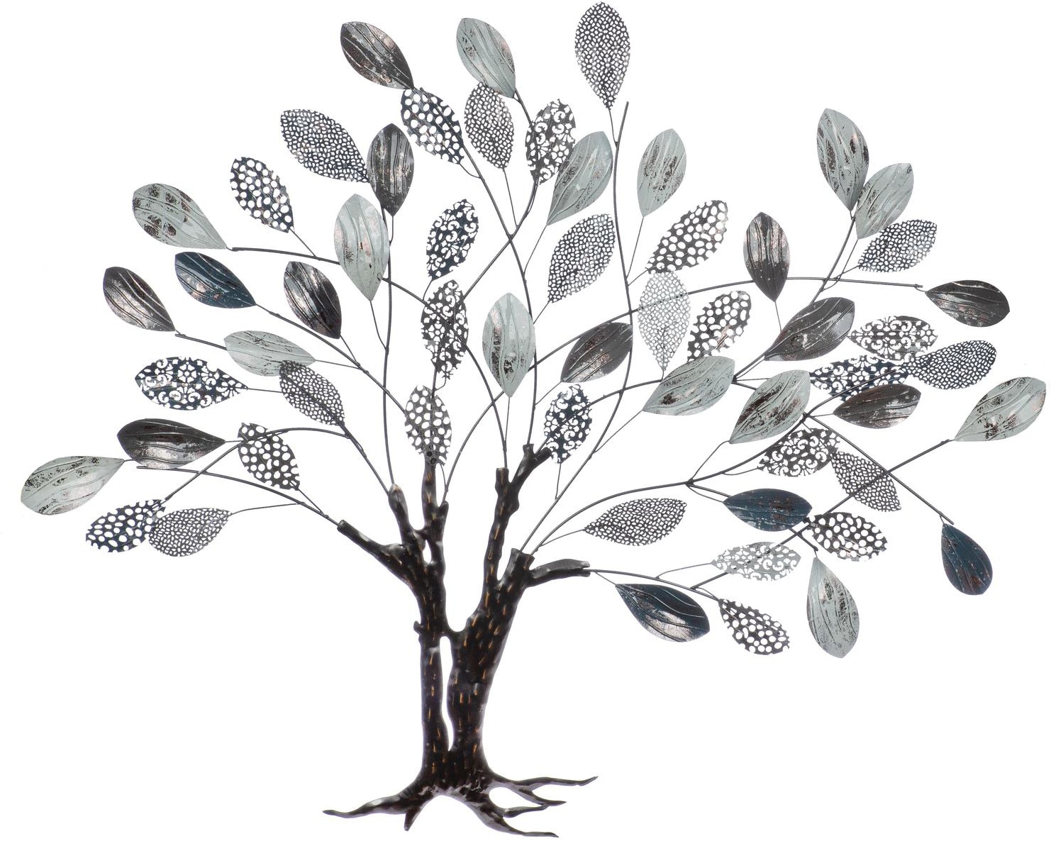 GILDE Wanddekoobjekt "Wandrelief, Baum, "Tree", Metall, grau, silberfarben" Wandrelief Tree Baum Naturmotiv Wanddeko Wohnzimmer