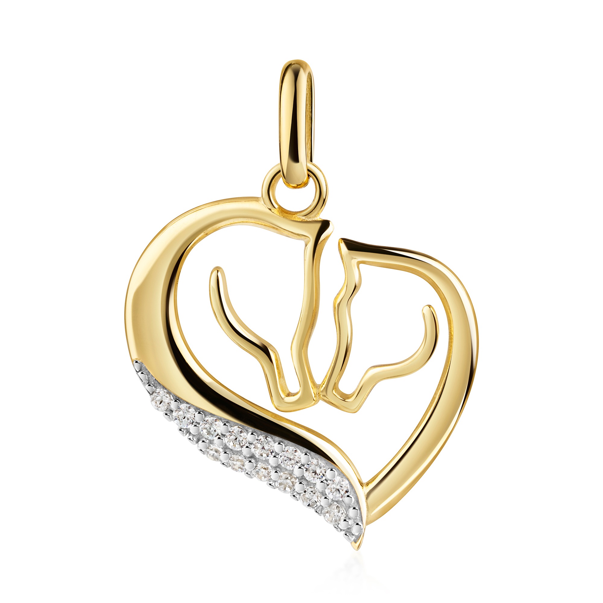 FIRETTI Damen Kettenanhänger "Schmuck Geschenk Gold 333 Halsschmuck Anhänger Pferde Herz", Gelbgold 333, 1,05 ggelbgoldfarben, weißgoldfarben,