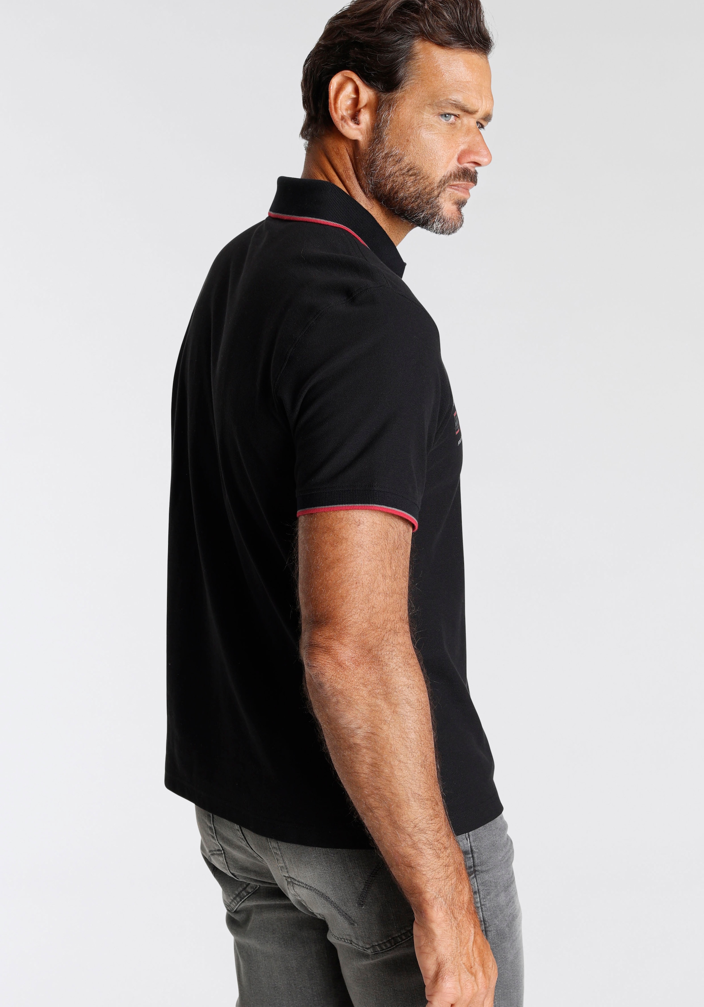 Man's World Poloshirt, Kurzarm, mit stilvollem Print, Polokragen