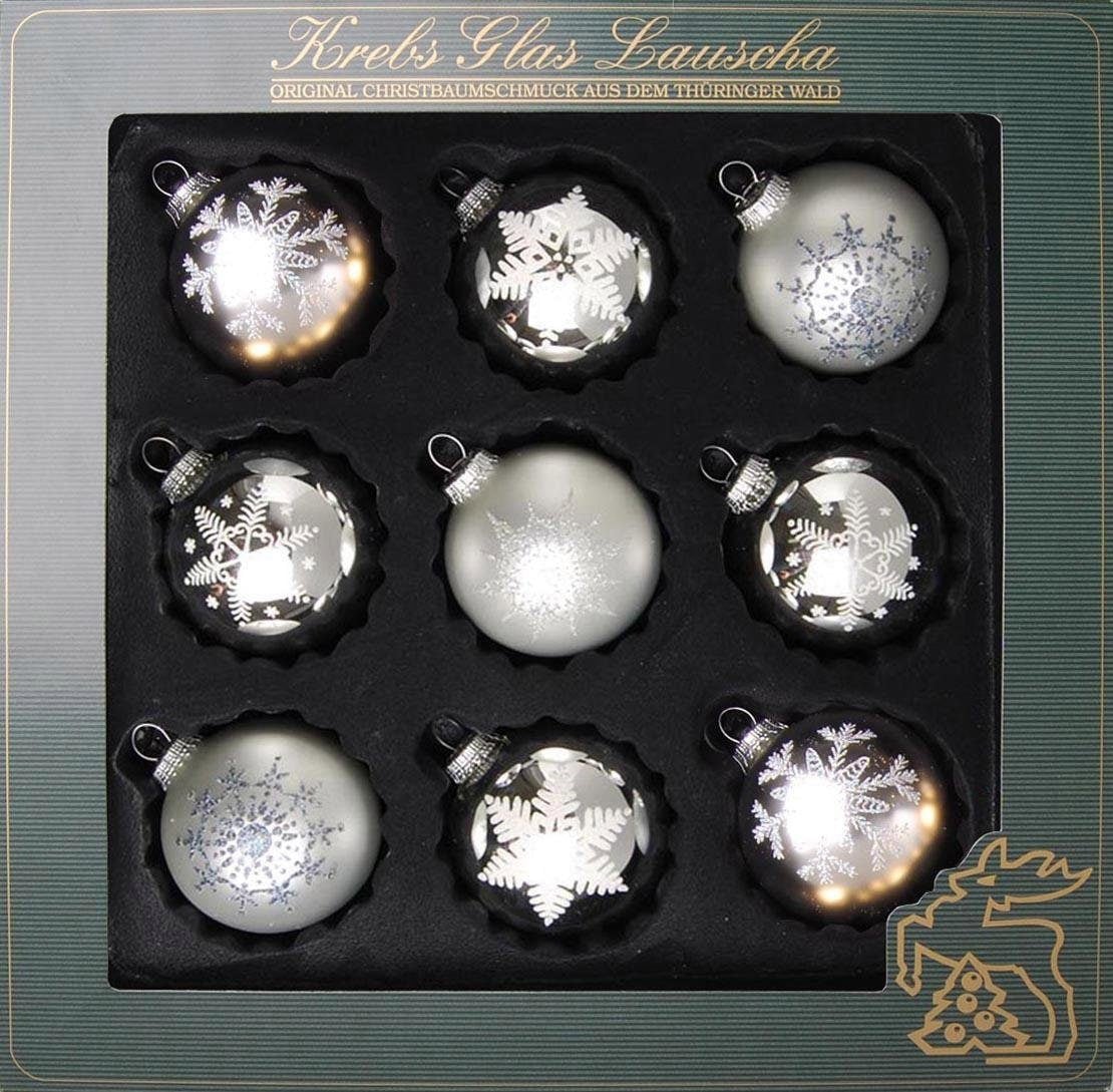 Krebs Glas Lauscha Weihnachtsbaumkugel »Weihnachtsdeko, Christbaumschmuck, Christbaumkugeln Glas«, (Set, 9 St.), mundgeblasen, mit Dekor