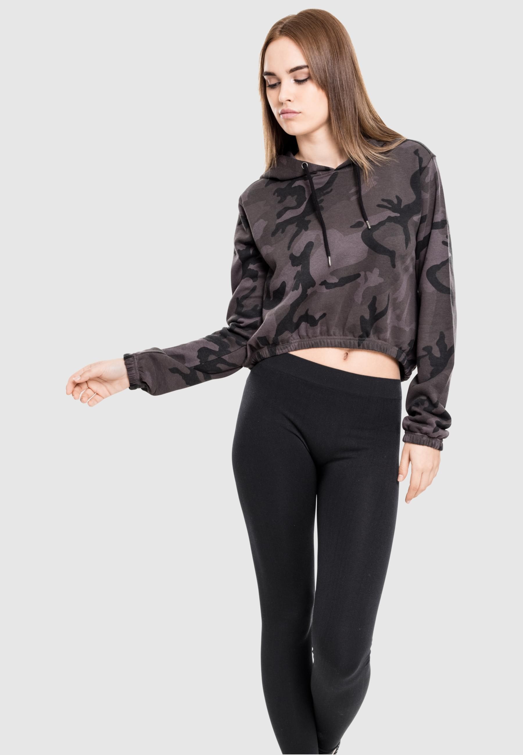 URBAN CLASSICS Rundhalspullover »Urban Classics Damen Ladies Camo Cropped Hoody«, (1 tlg.)