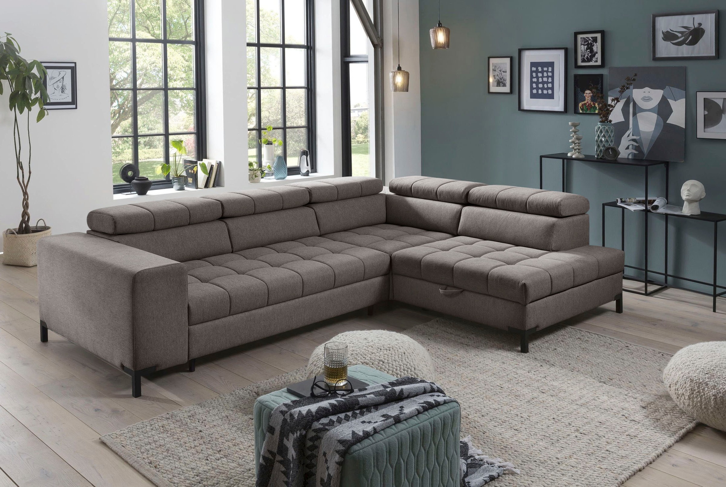 exxpo - sofa fashion Ecksofa "Bocco, hochwertige Verarbeitung, toller Sitzkomfort, bequem, L-Form" mit Bettfunktion & Bettkasten, Luxus-Microfaser +Simply Clean