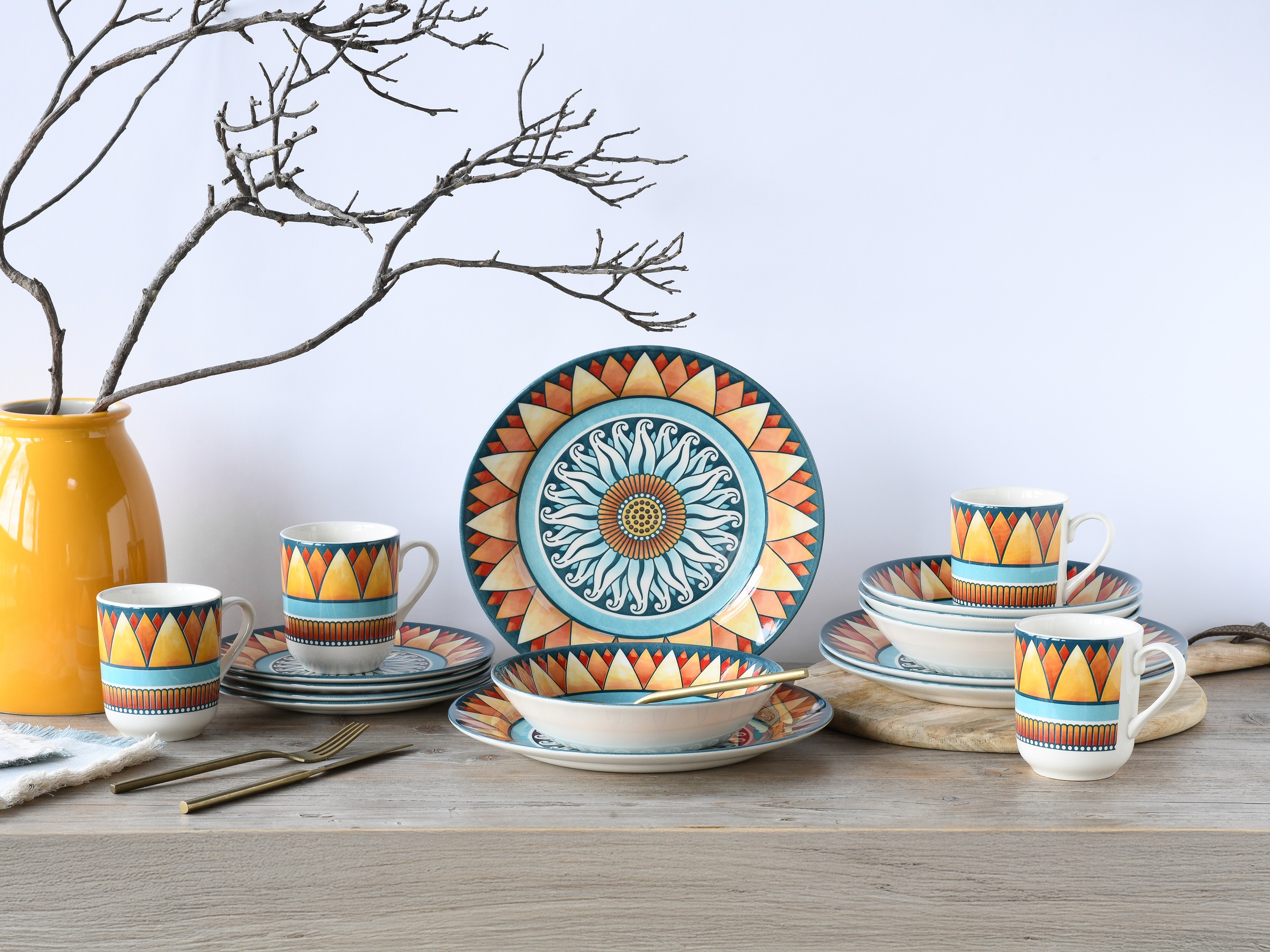 CreaTable Kombiservice »Soleil«, (Set, 16 tlg.), Sonnenmotiv