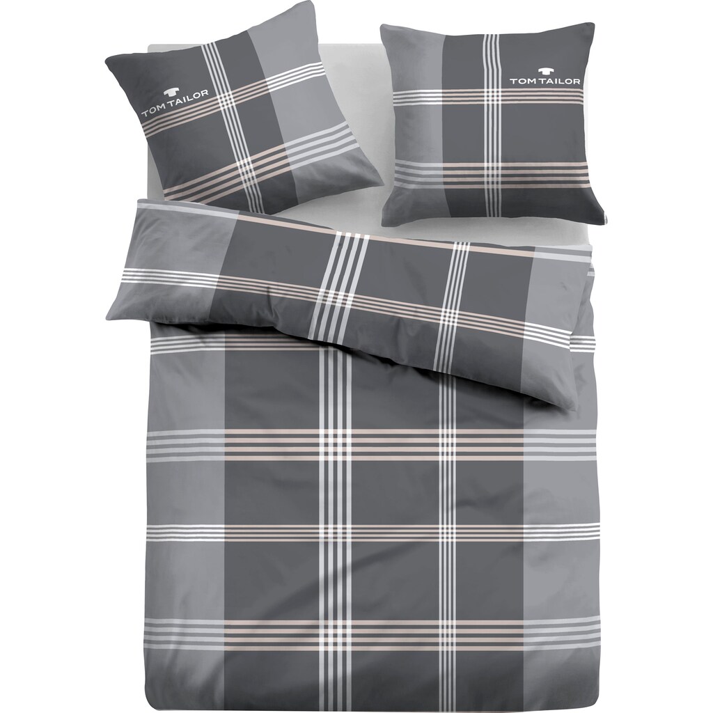 TOM TAILOR Bettwäsche »Ole« in Renforcé und Biber (Flanell) Qualität, aus 100% Baumwolle, Bett- und Kopfkissenbezug mit Reißverschluss, Bettwäsche Set unterstützt die Initiative Cotton made in Africa, Made in Green zertifiziert