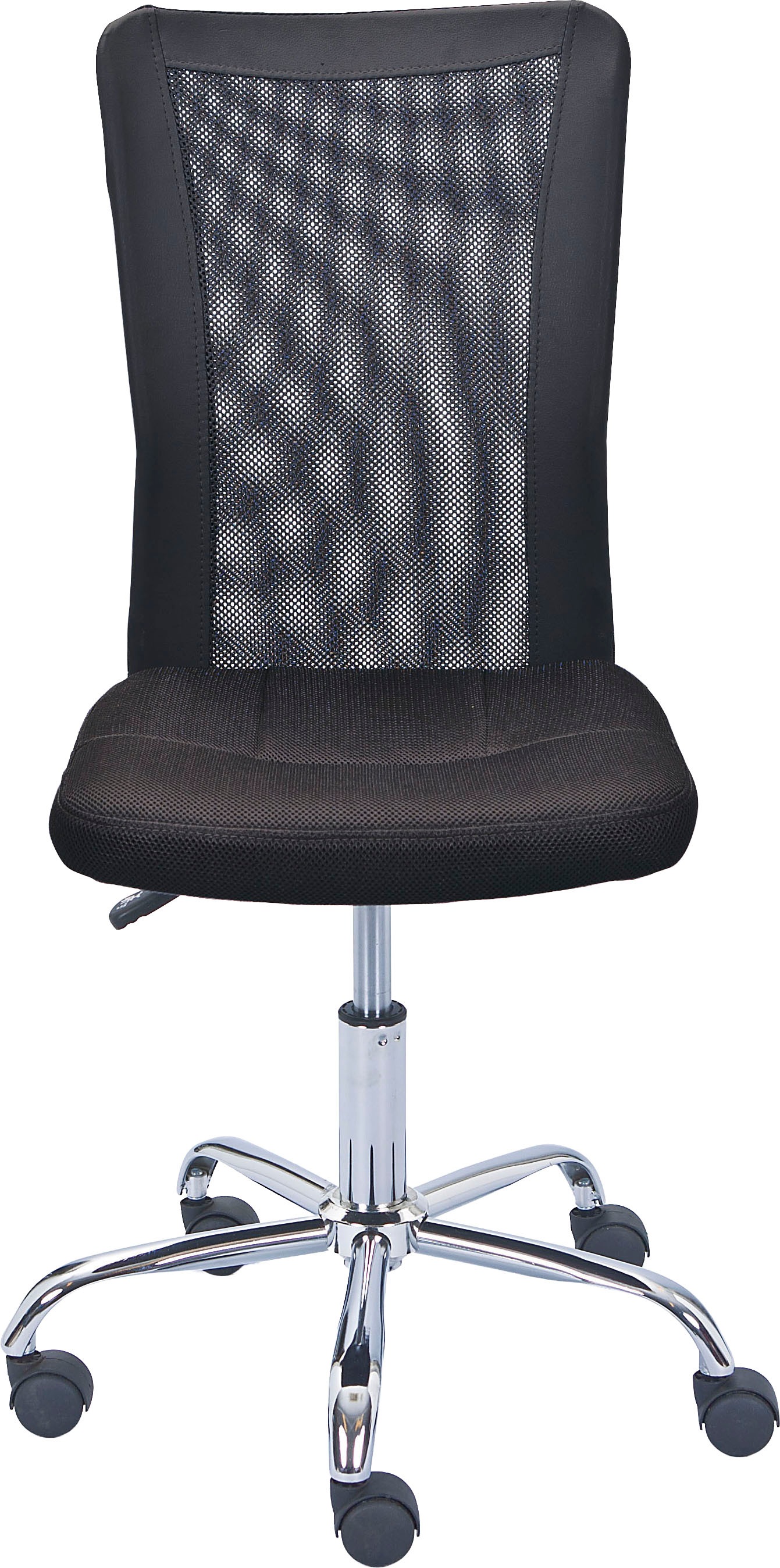 "Bürostuhl INTER LINK ""Bonnie, Kinderdrehstuhl aus Mesh, ergonomisch, höhenverstellbar"", schwarz (schwarz, chrom, schwarz), B:43cm H:88cm T:53cm