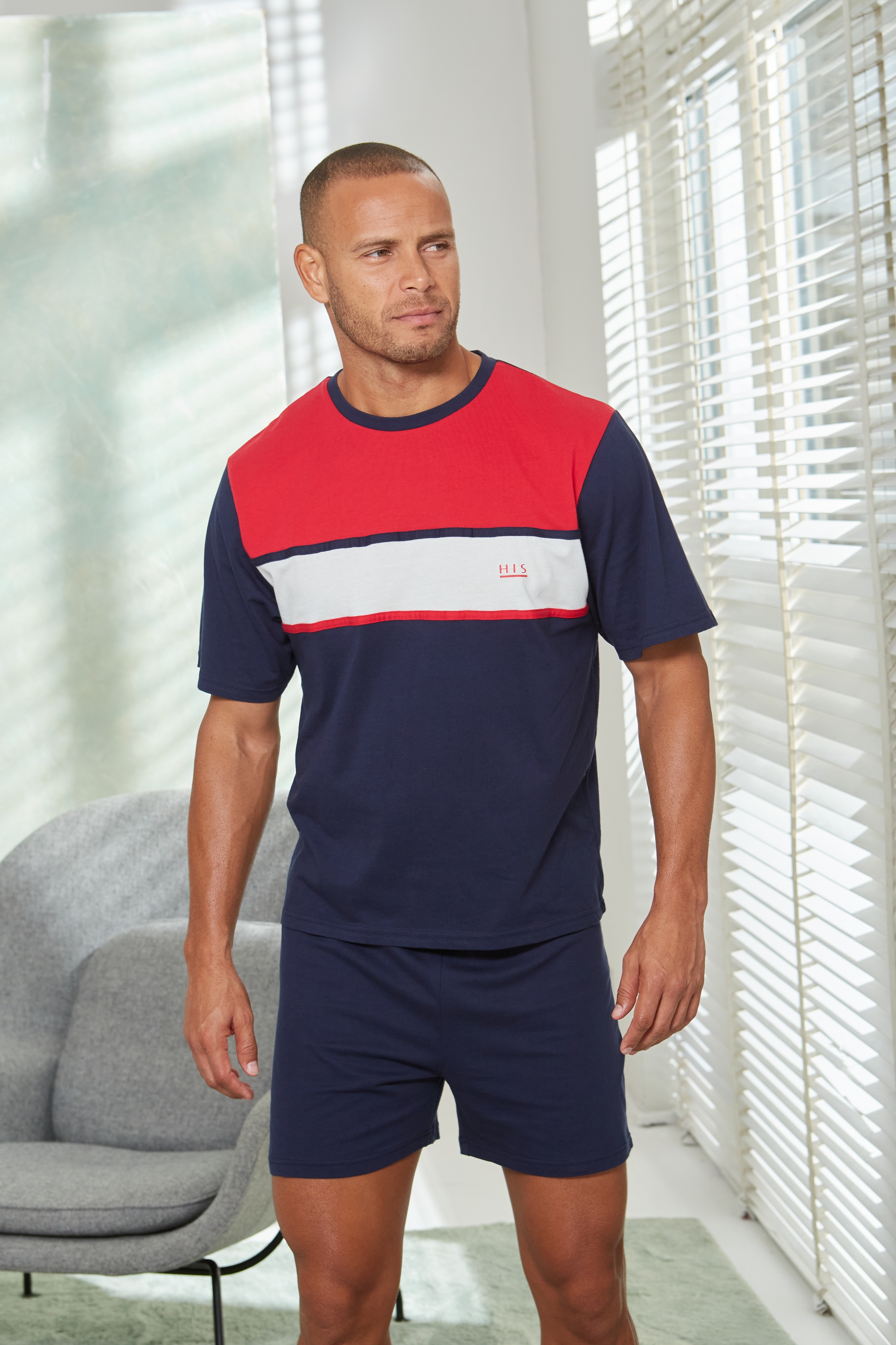 H.I.S Pyjama 1 Stück, 2 Stk. tlg., Schlafanzug mit breitem Streifen günstig online kaufen