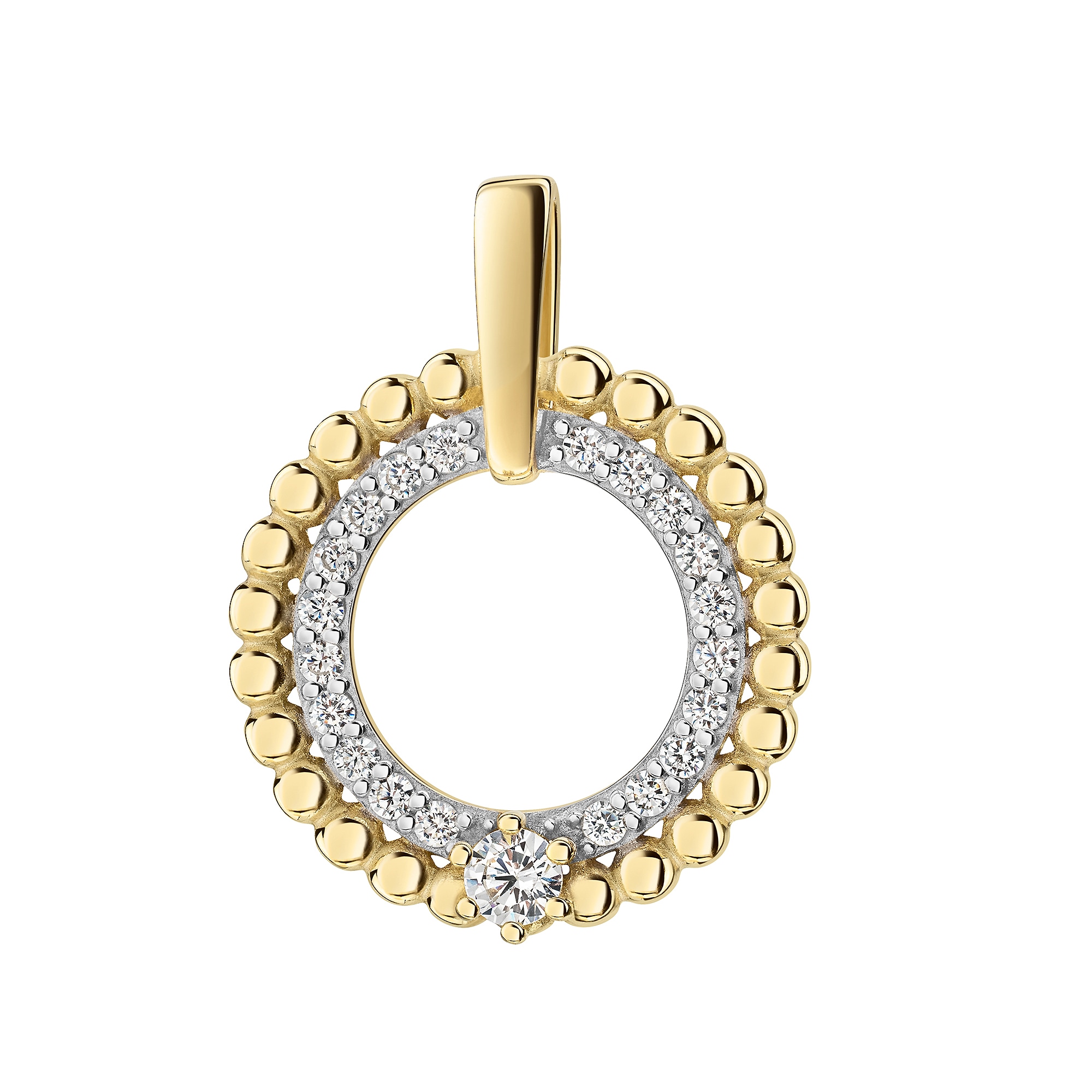 Kettenanhänger FIRETTI "Schmuck Geschenk Gold 333 Halsschmuck Anhänger Kreis rund", gold (gelbgoldfarben, weißgoldfarben, kristallweiß, kristallweiß),