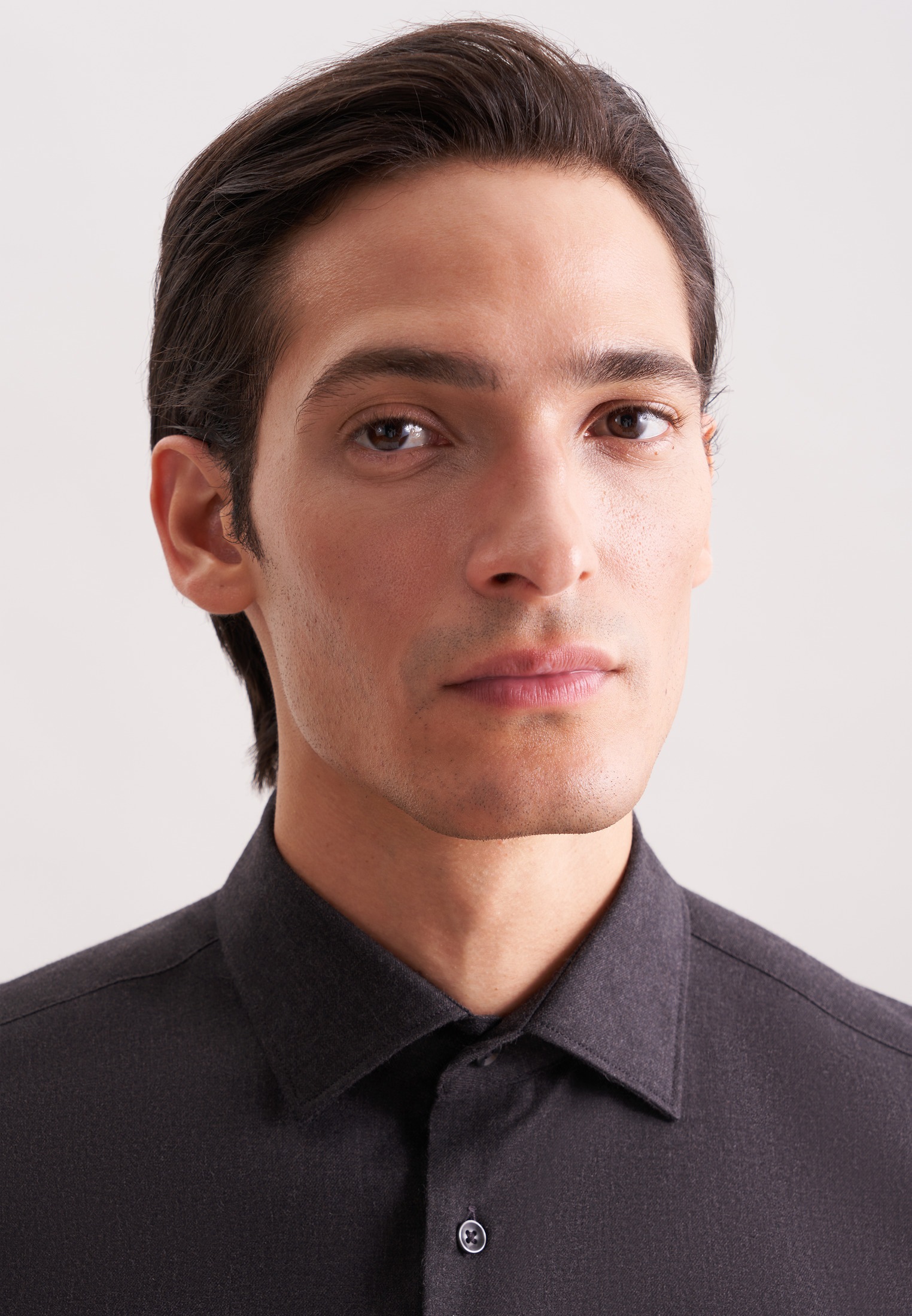 Thumbnail - seidensticker Flanellhemd "Schwarze Rose" X-Slim 1/1 Kentkragen Uni