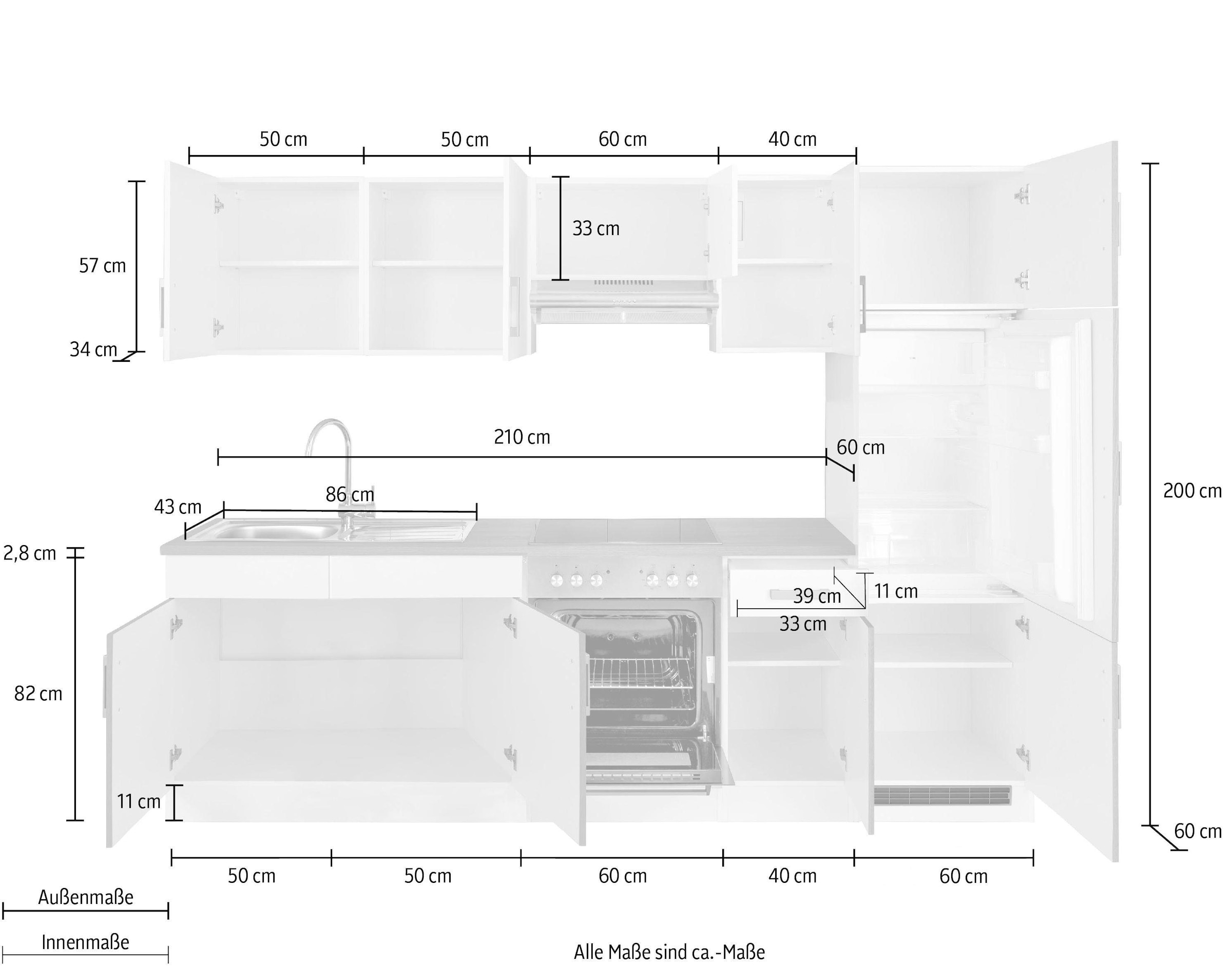 HELD MÖBEL Küchenzeile »Gera«, ohne E-Geräte, Breite 270 cm