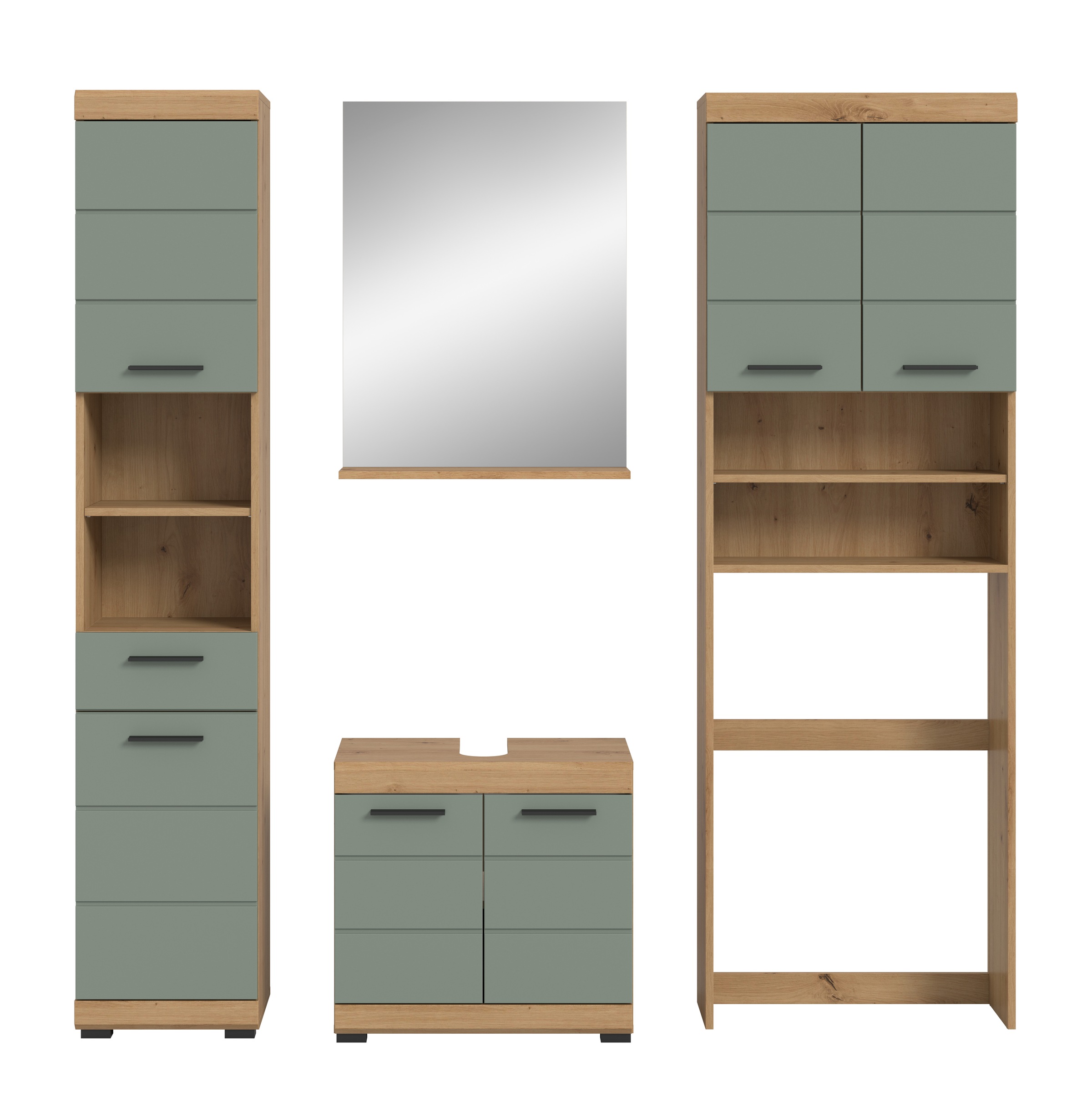 INOSIGN Badmöbel-Set »Siena, 4 teilig, bestehend aus:«, (Set), Hochschrank, WBU, Badspiegel, Waschmaschinenumbauschrank