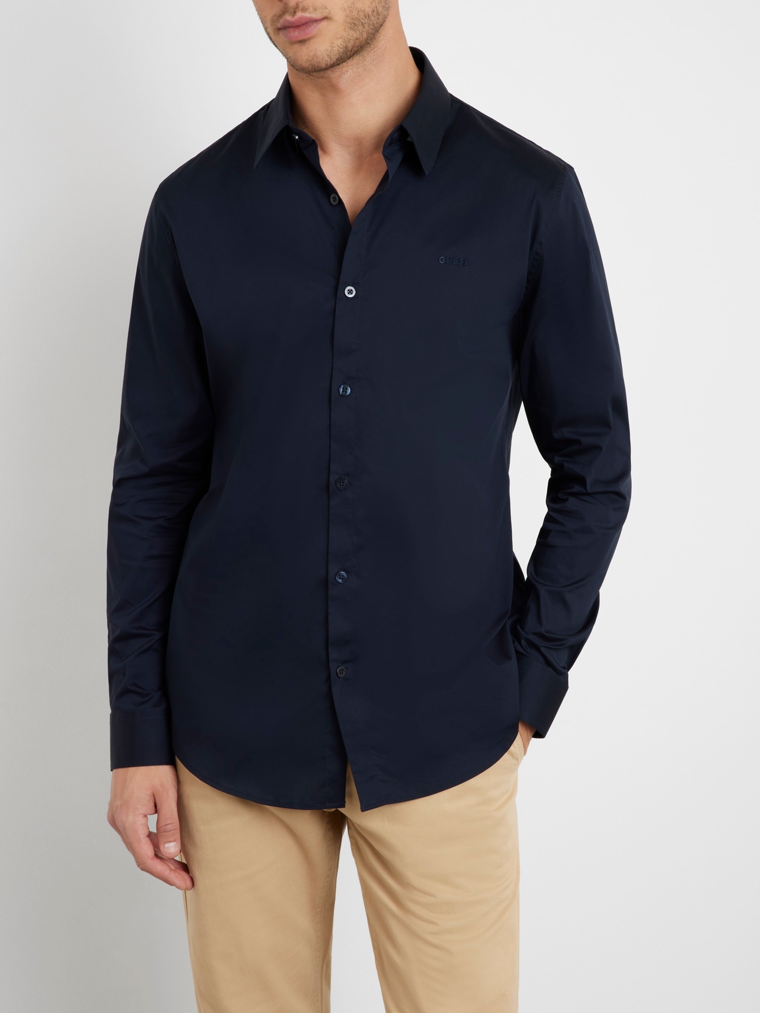 Guess Langarmhemd »SUNSET« Kentkragen, Slim Fit, Baumwoll-Mix