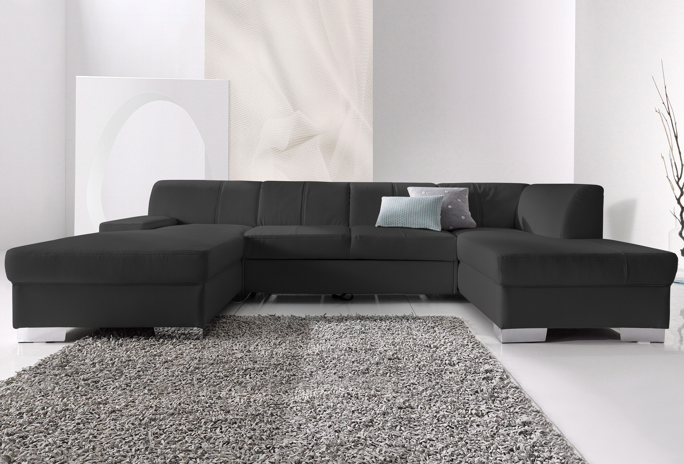 DOMO collection Wohnlandschaft "Star, zeitloses und elegantes Design, viel Platz, Breite 304cm, U-Form" fester Sitzkomfort, wahlweise mit Bettfunktion