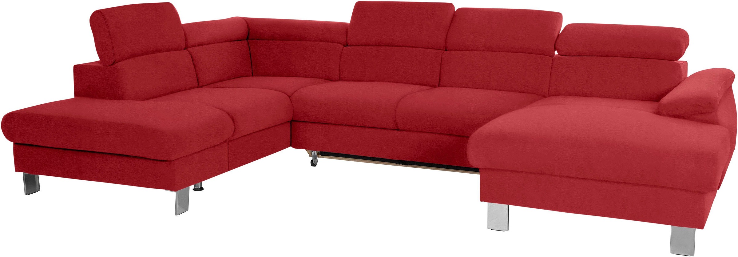 COTTA Polstergarnitur »Komaris U-Form«, (Set), Set bestehend aus: Wohnlandschaft mit Kopfteilverstellung & Hocker
