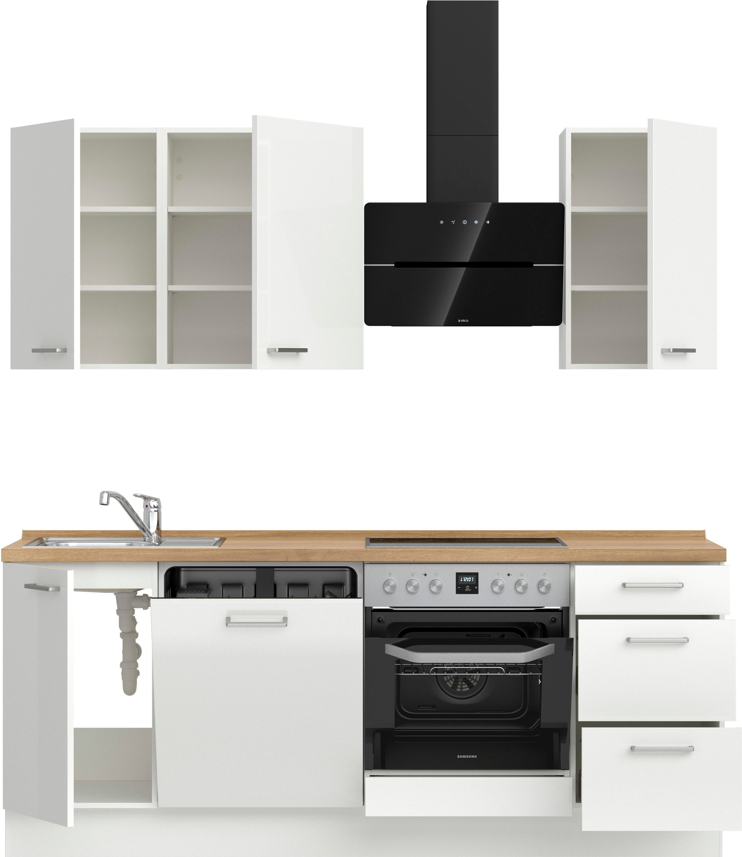 nobilia® Küchenzeile »"Flash II"«, vormontiert, Ausrichtung wählbar, Breite 210 cm, wahlw. mit E-Geräten