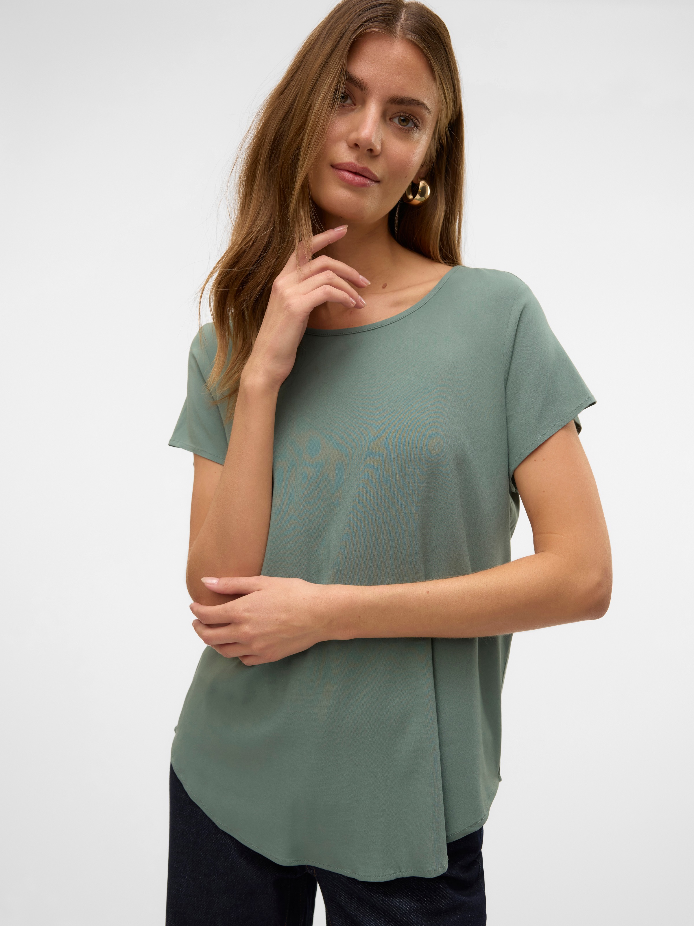Vero Moda Blusenshirt "VMBELLA SS TOP WVN GA NOOS" Viskosemischung, abgerun günstig online kaufen