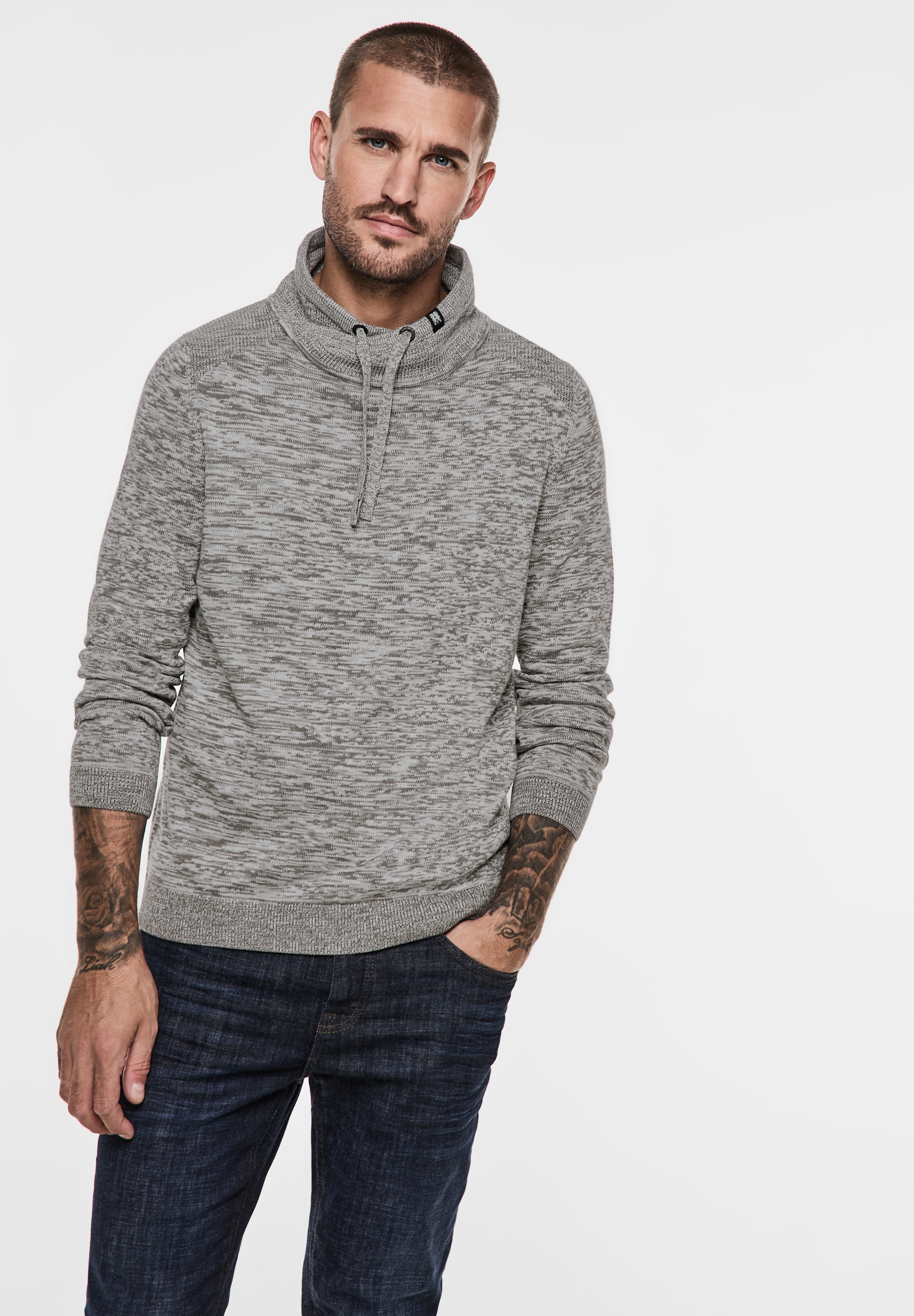 STREET ONE MEN Stehkragenpullover, mit Stehkragen
