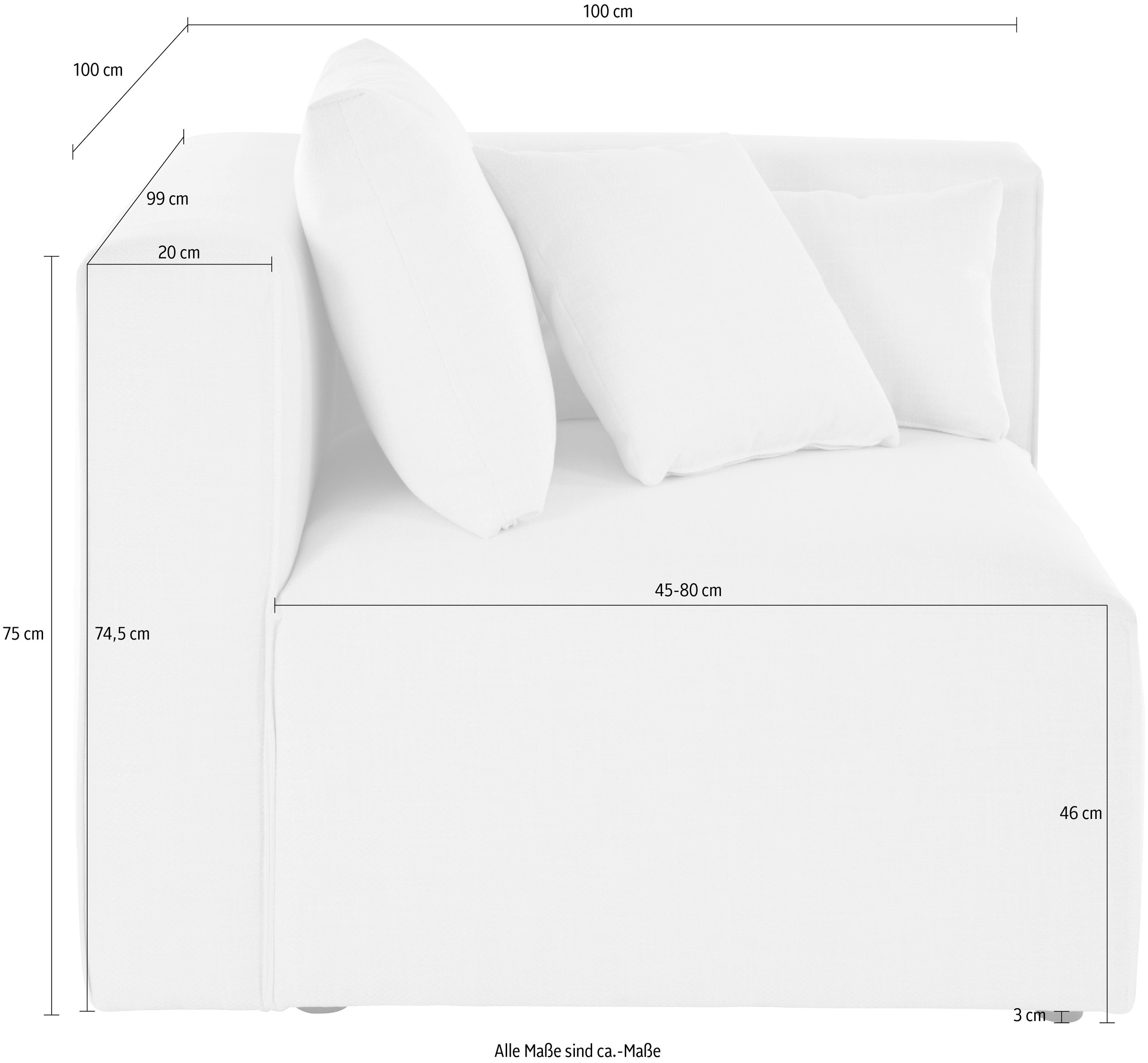 Guido Maria Kretschmer Home&Living Sofa-Eckelement »Comfine«, Modul-Ecke zur indiviuellen Zusammenstellung, in 3 Bezugsvarianten