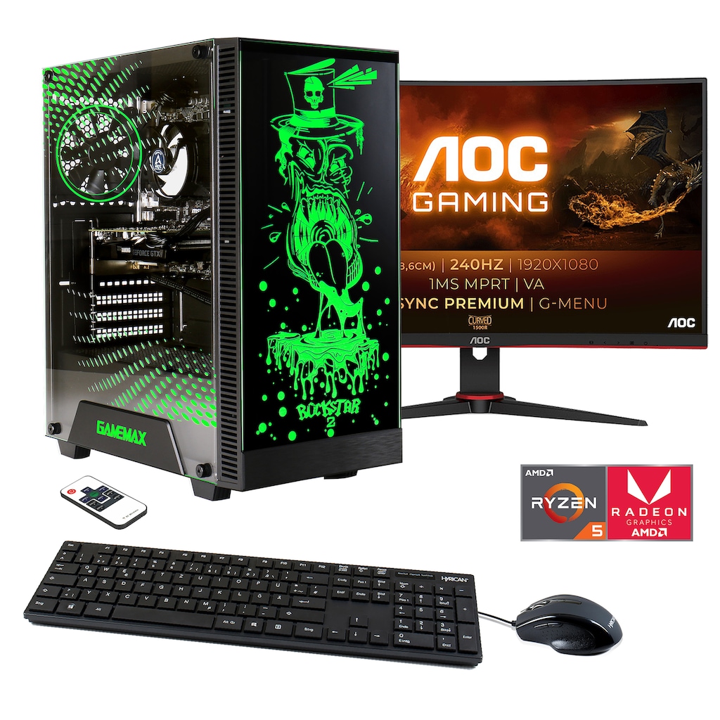 Hyrican Gaming-PC-Komplettsystem »Rockstar SET02369«, inklusive 27" Curved Monitor AOC C27G2ZE/BK