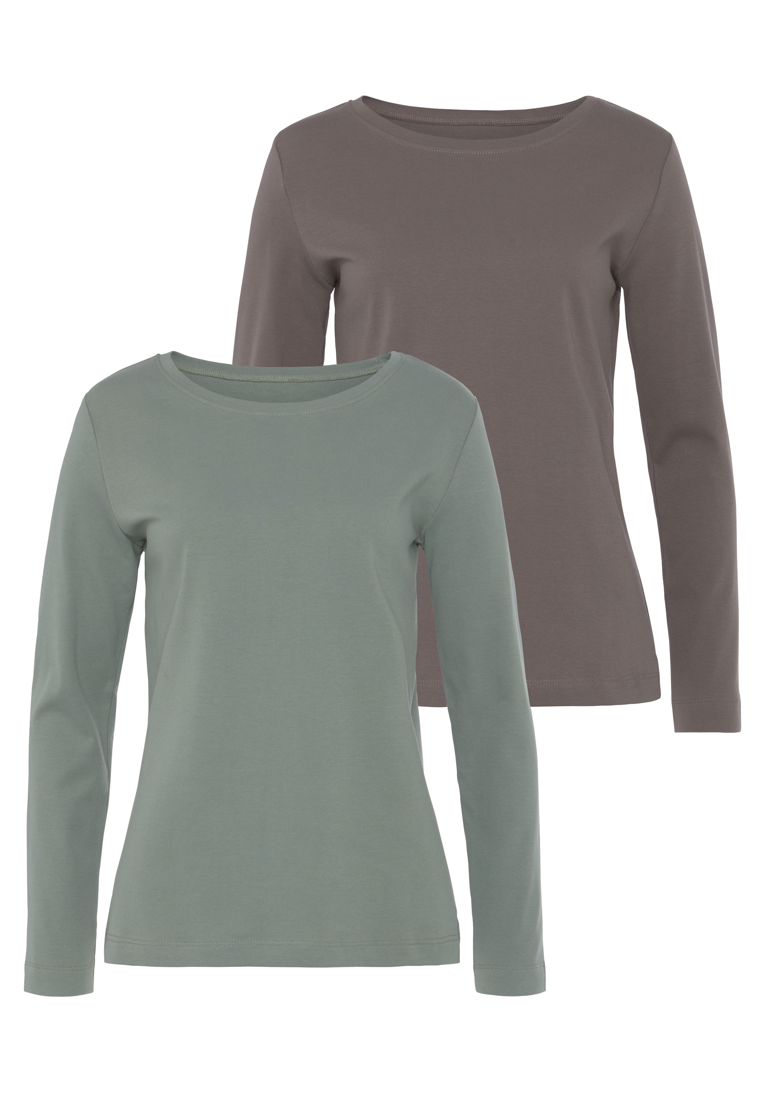Vivance Langarmshirt "aus reiner Baumwolle" 2er-Pack, weicher Interlock Jersey aus reiner Baumwolle