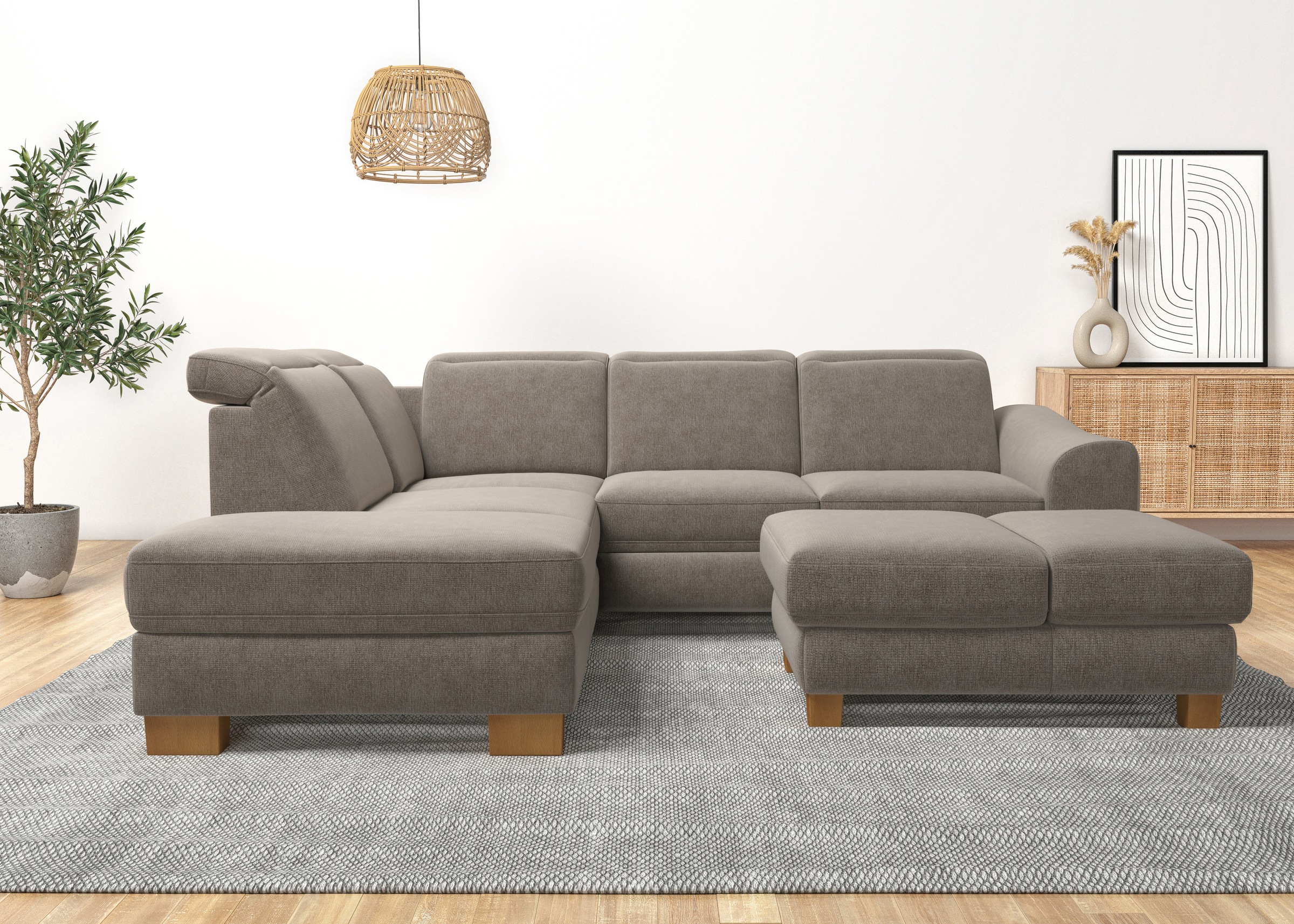 Home affaire Ecksofa "Dundee L-Form" wahlweise mit Kopfteilverstellung und zusätzlich mit Schlaffunktion