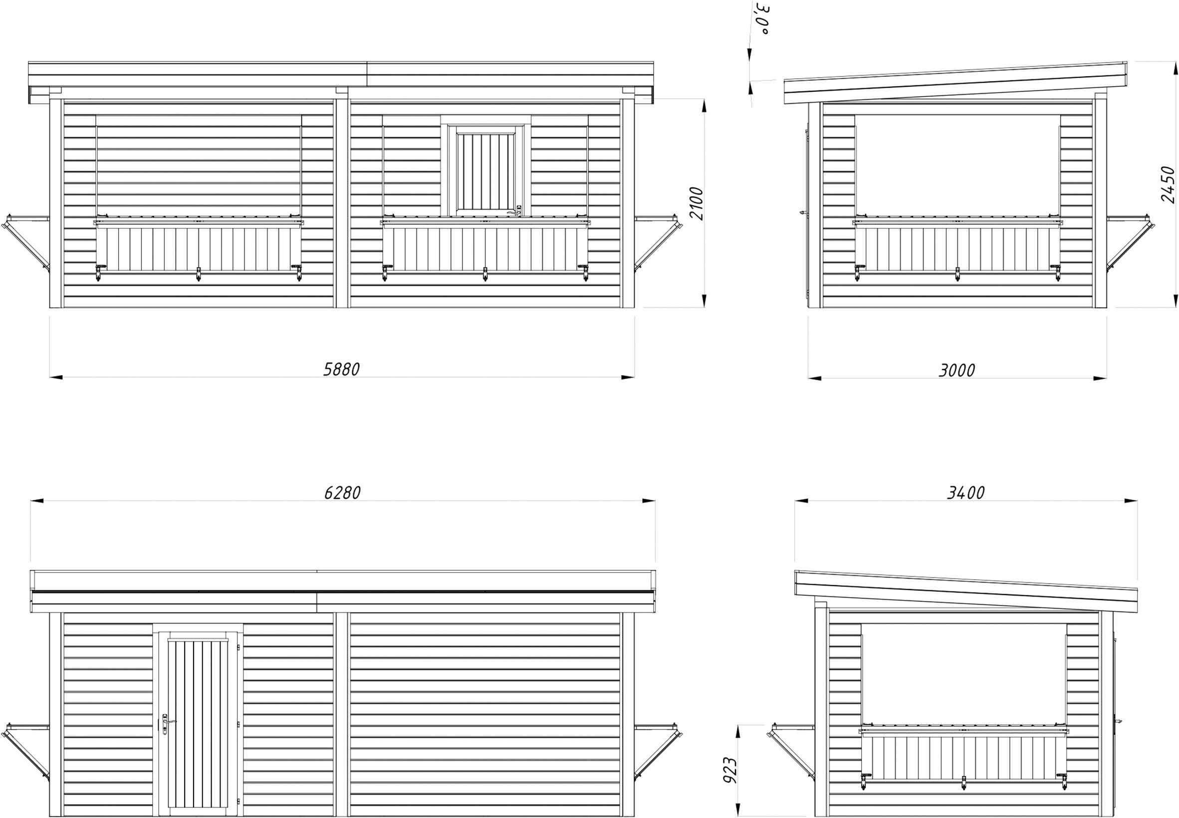 Palmako Holzpavillon »Lenna 16,6 m² Set 312« BxTxH: 628x340x245 cm